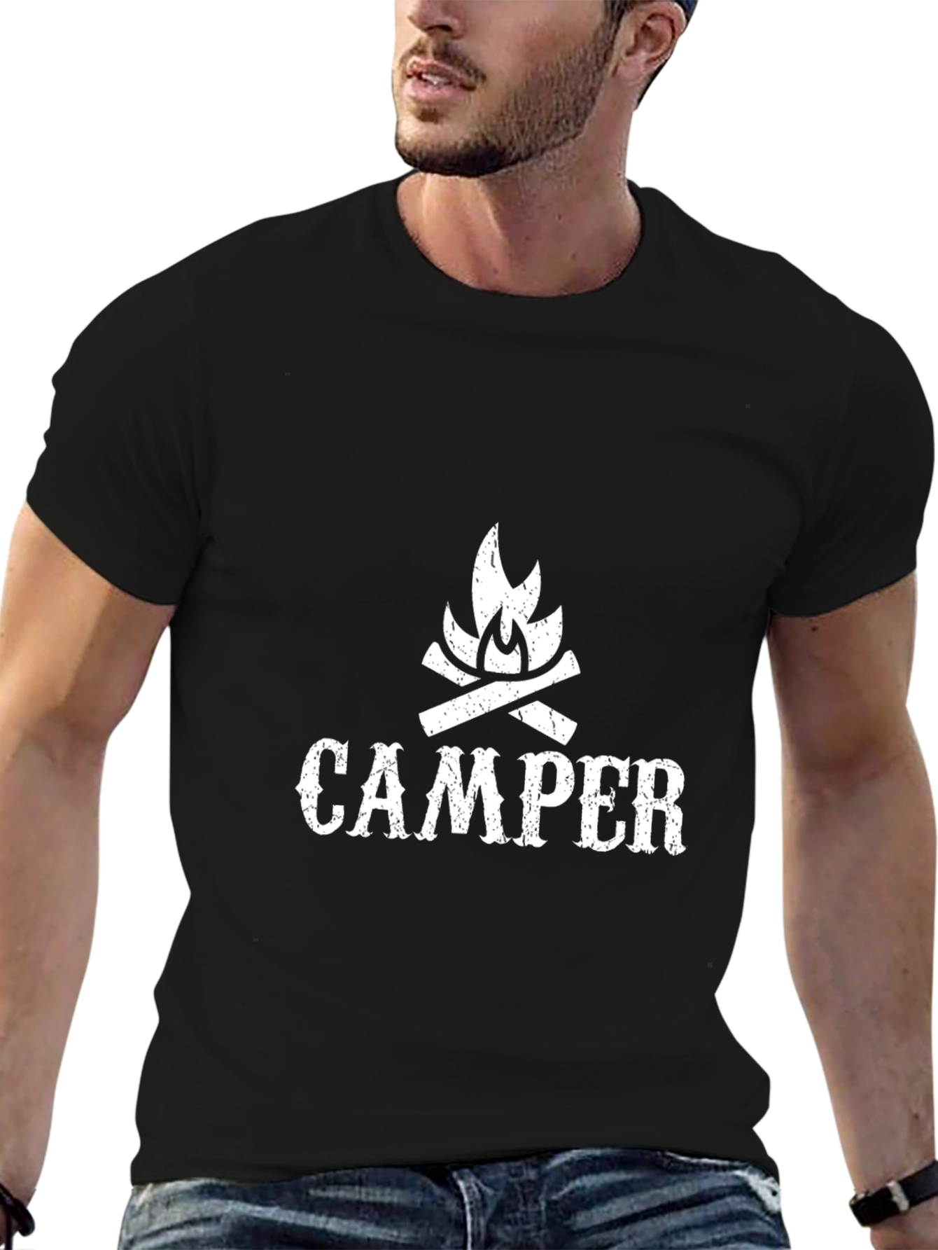 Camper Graphic Print Black Crew Neck T-Shirt