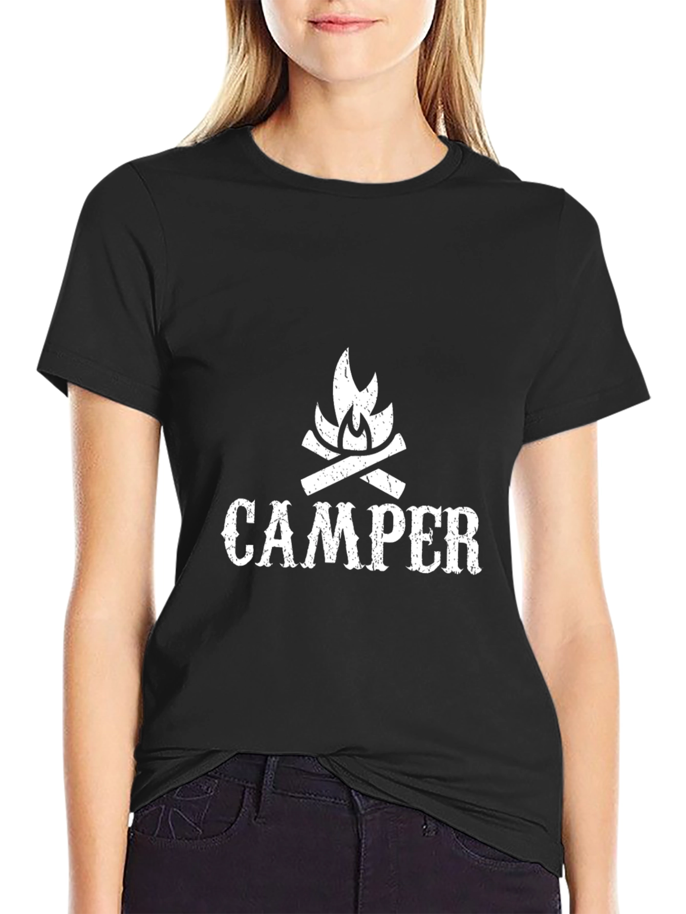 Camper Graphic Print Black Crew Neck T-Shirt