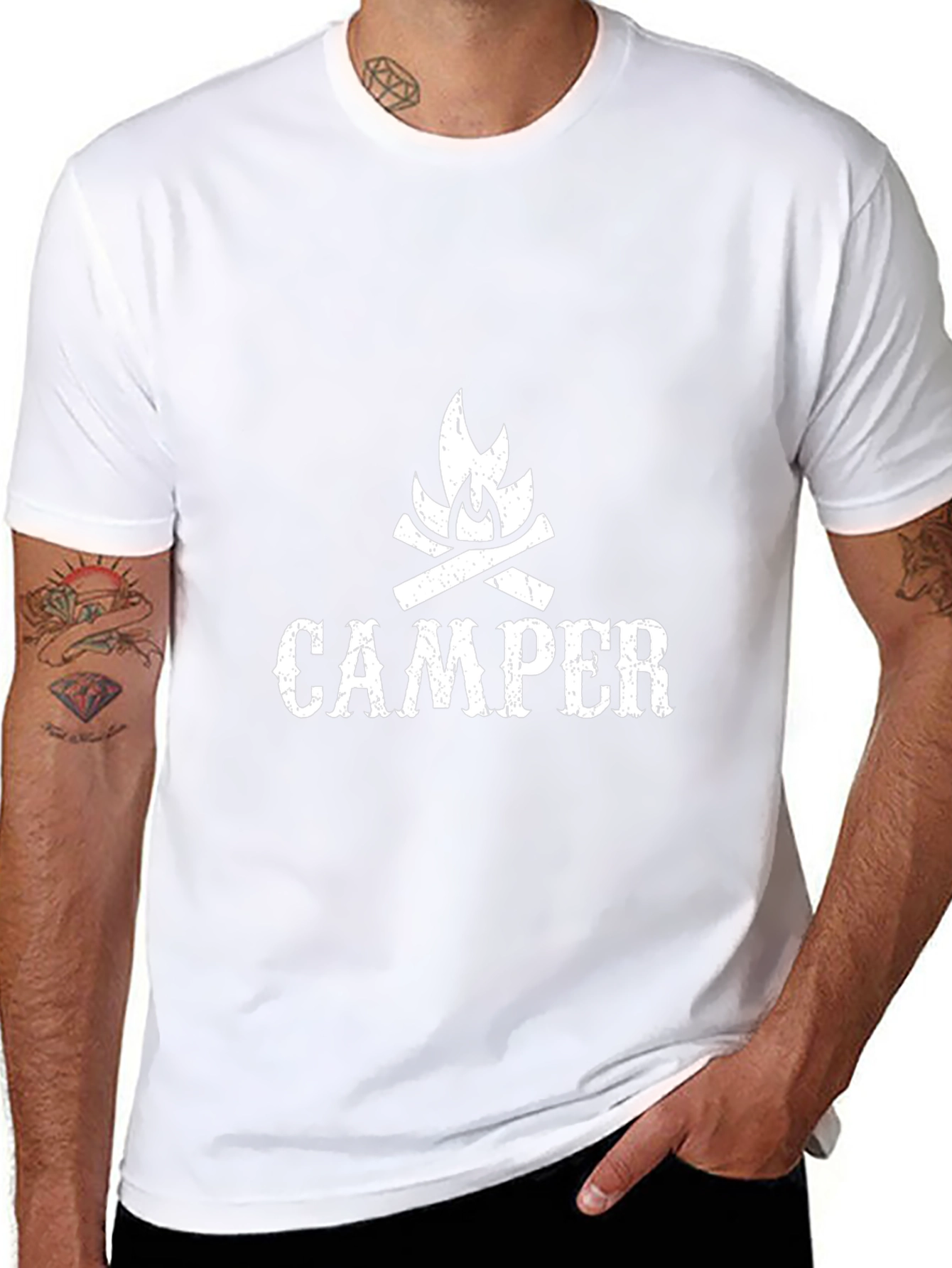 Camper Graphic Print Black Crew Neck T-Shirt