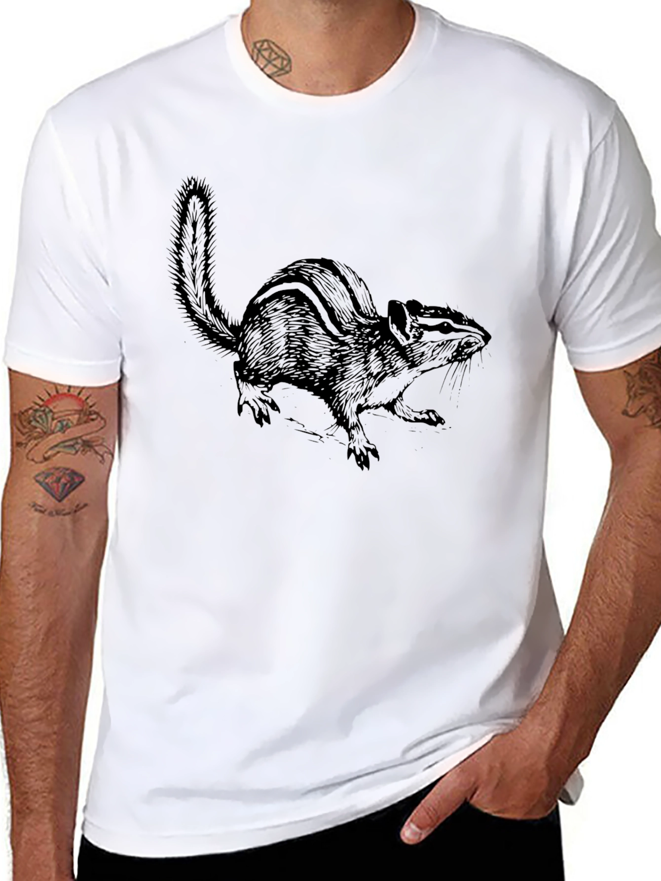 Chipmunk Graphic Tee - Black Cotton Comfort