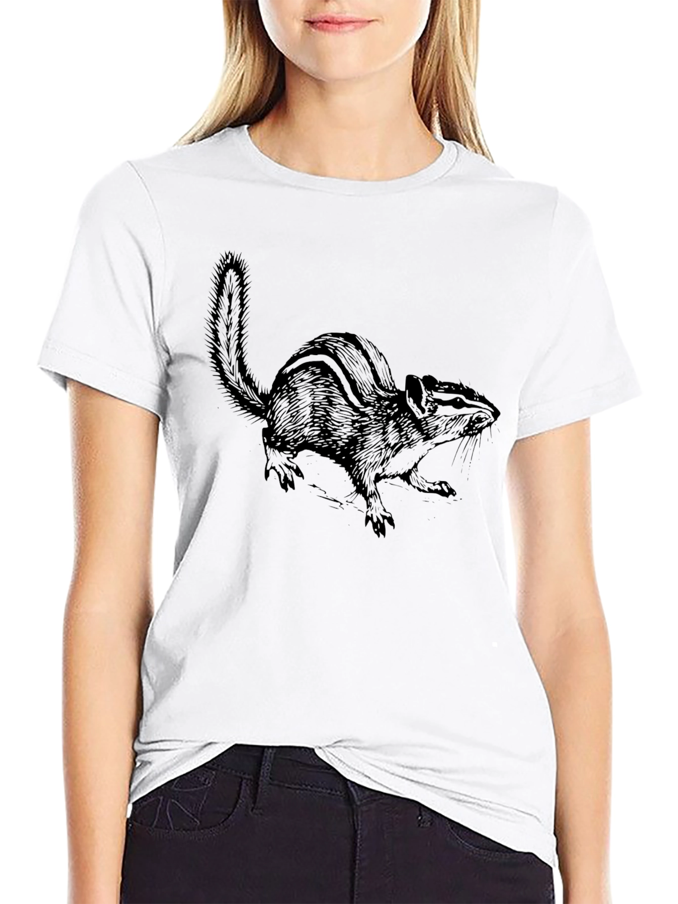 Chipmunk Graphic Tee - Black Cotton Comfort