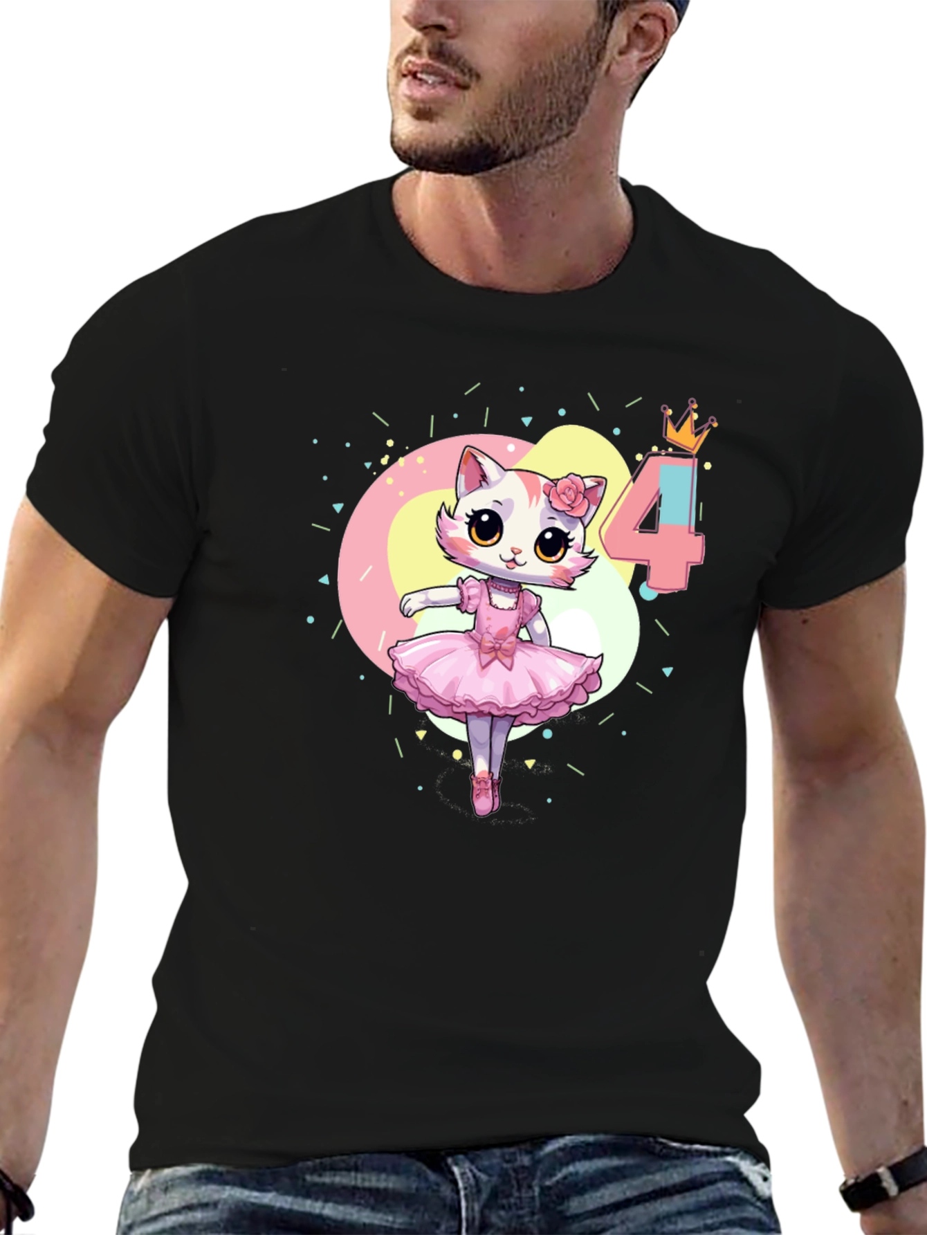 Cat Ballerina 4th Birthday T-Shirt