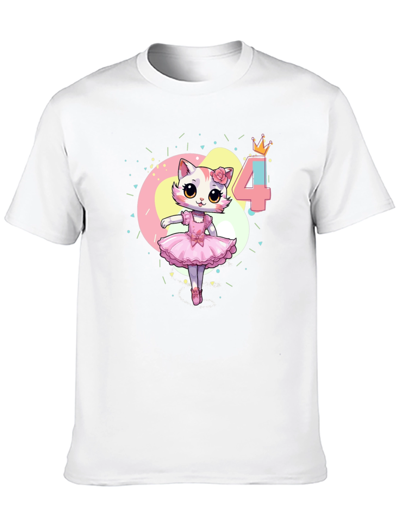 Cat Ballerina 4th Birthday T-Shirt
