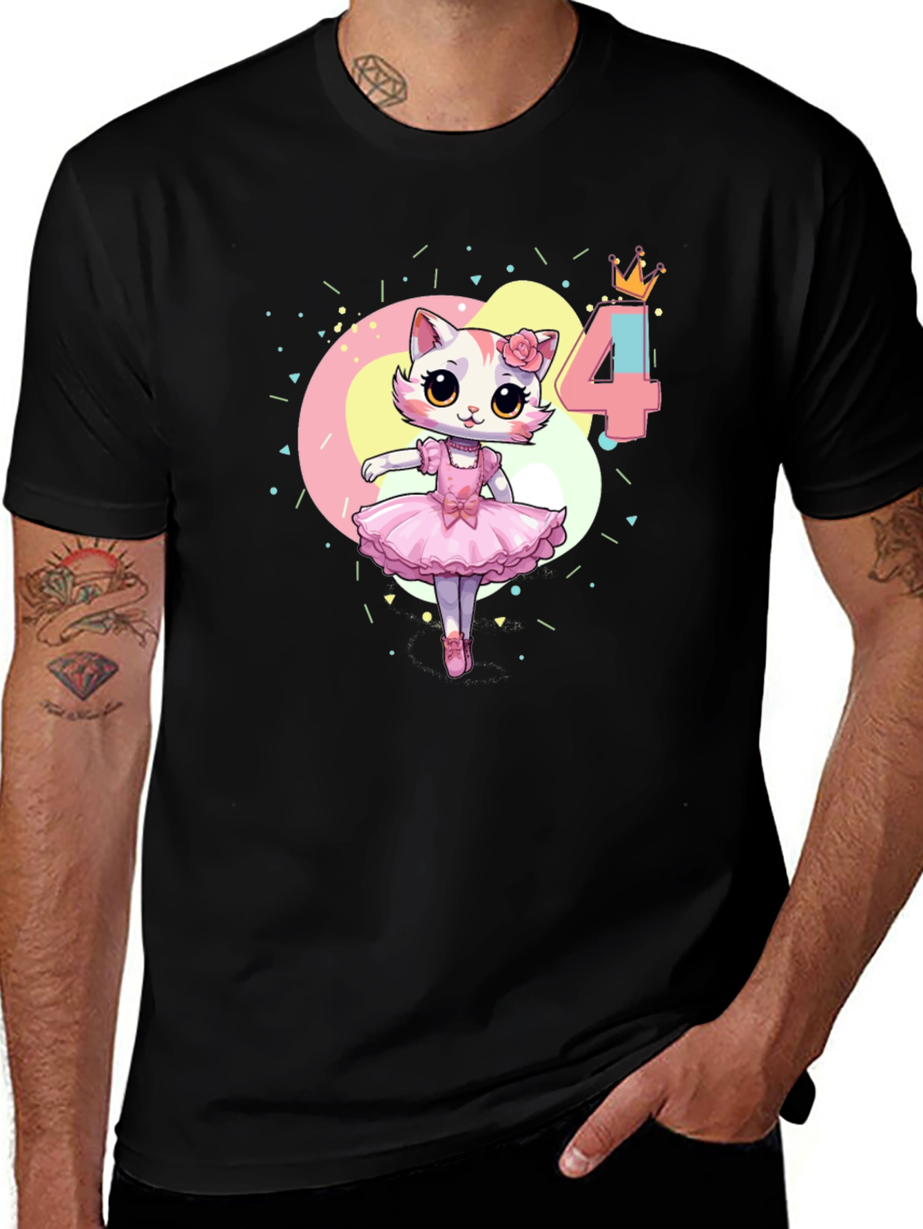 Cat Ballerina 4th Birthday T-Shirt