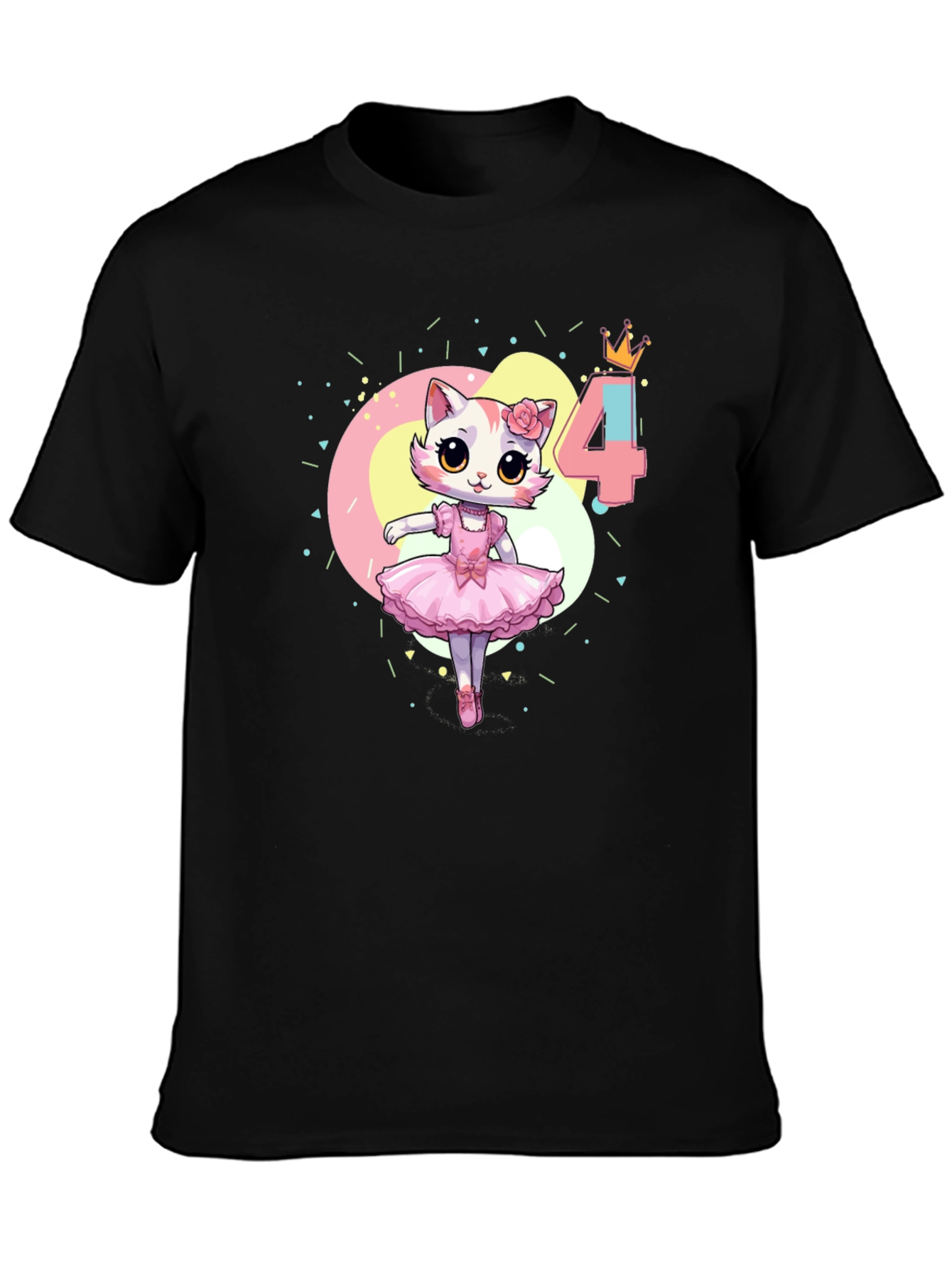 Cat Ballerina 4th Birthday T-Shirt
