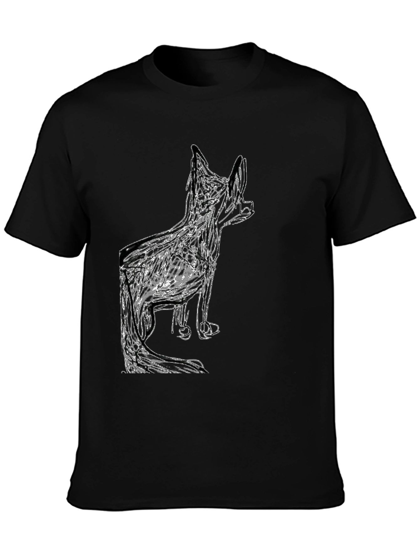 Abstract Dog Graphic Black T-Shirt