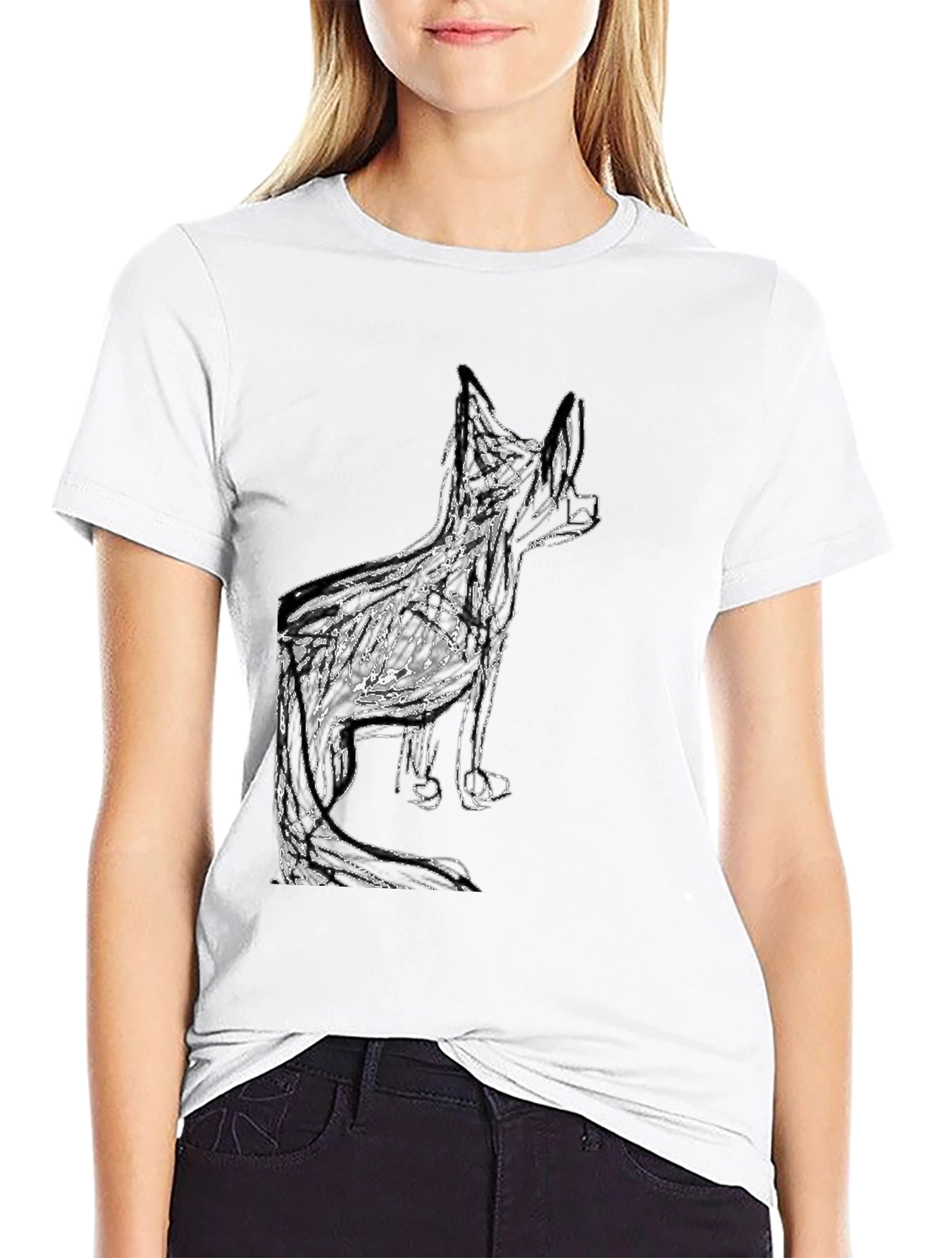 Abstract Dog Graphic Black T-Shirt