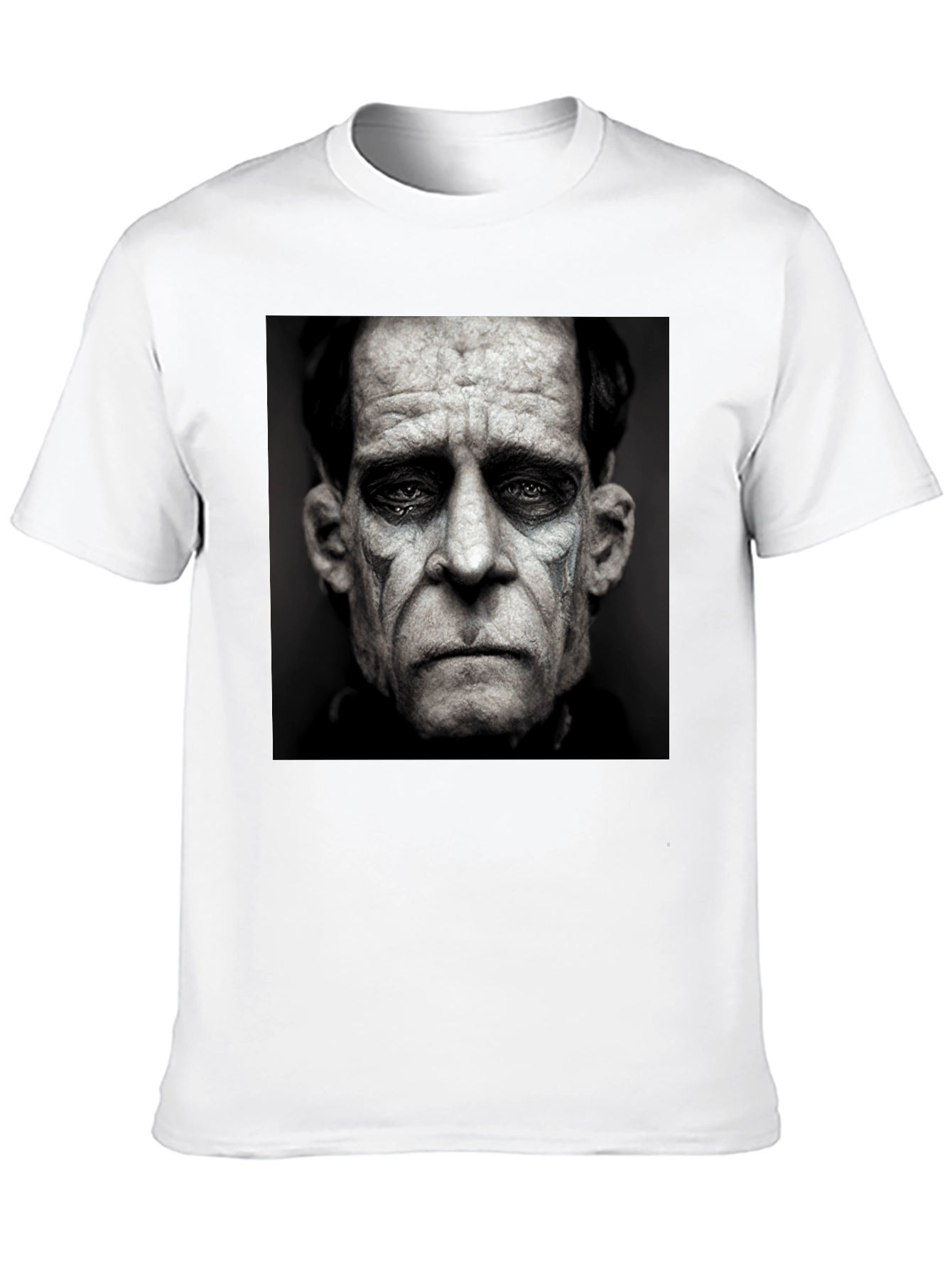 Black T-Shirt with Sad Clown Face Graphic