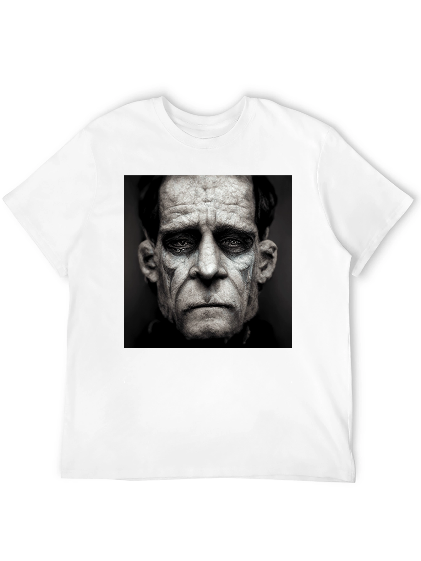 Black T-Shirt with Sad Clown Face Graphic