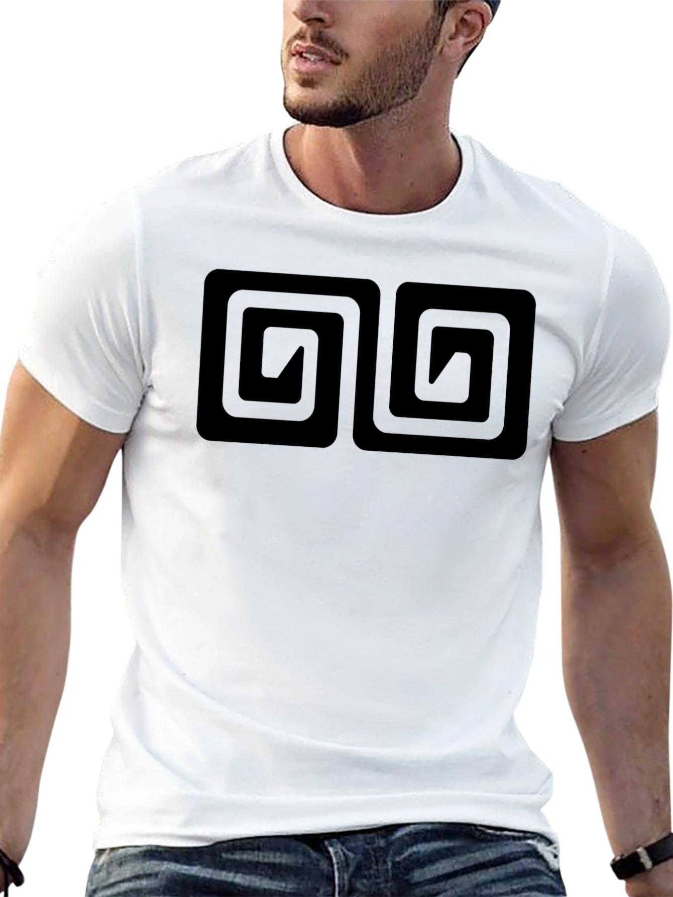 Mens Black T-Shirt with Double Maze Design