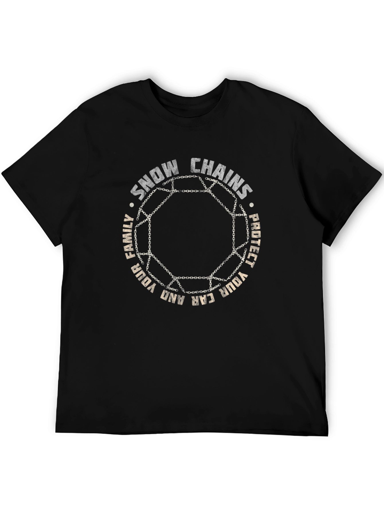 Snow Chains Protect Car & Family Graphic T-Shirt