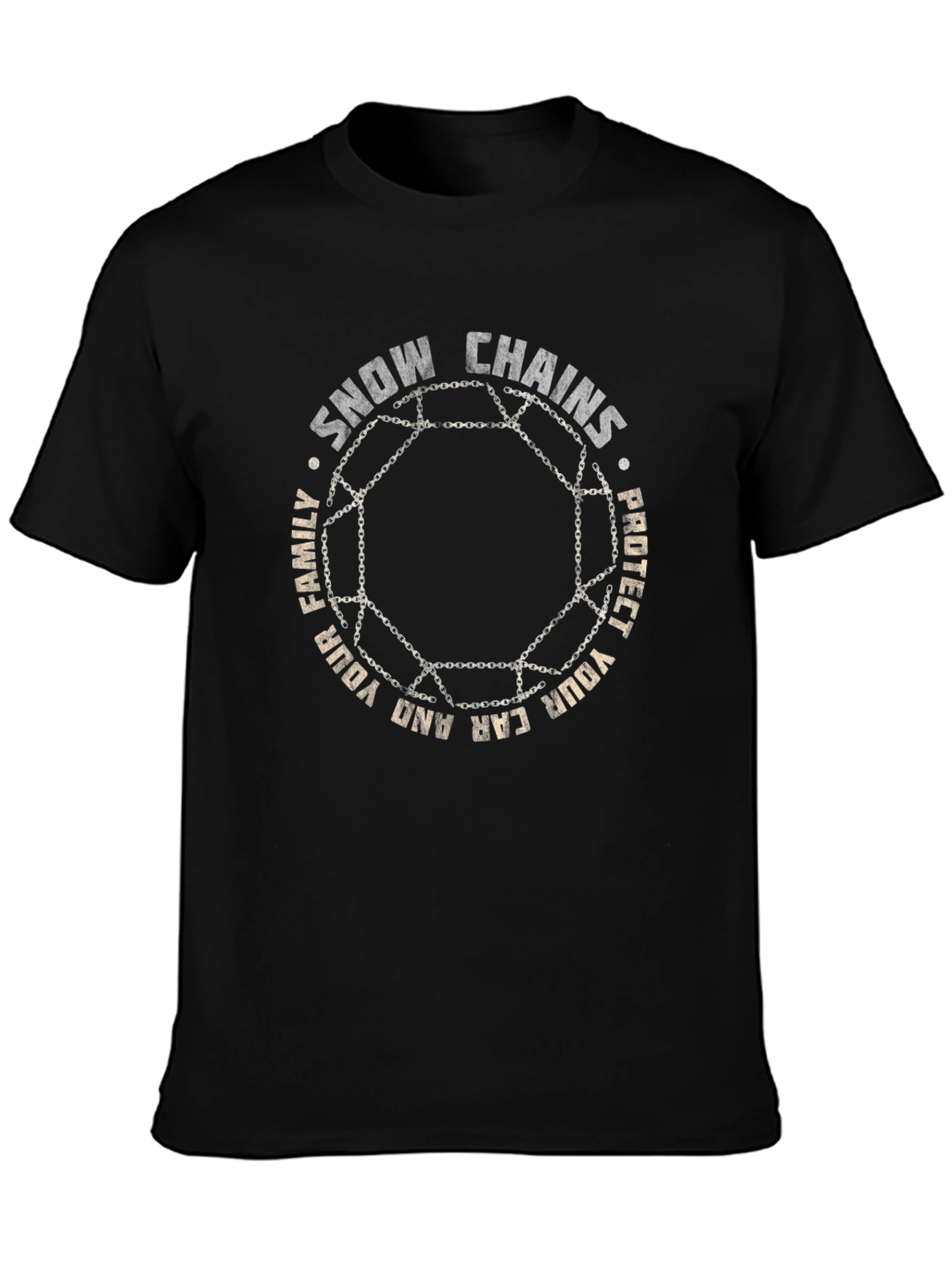 Snow Chains Protect Car & Family Graphic T-Shirt