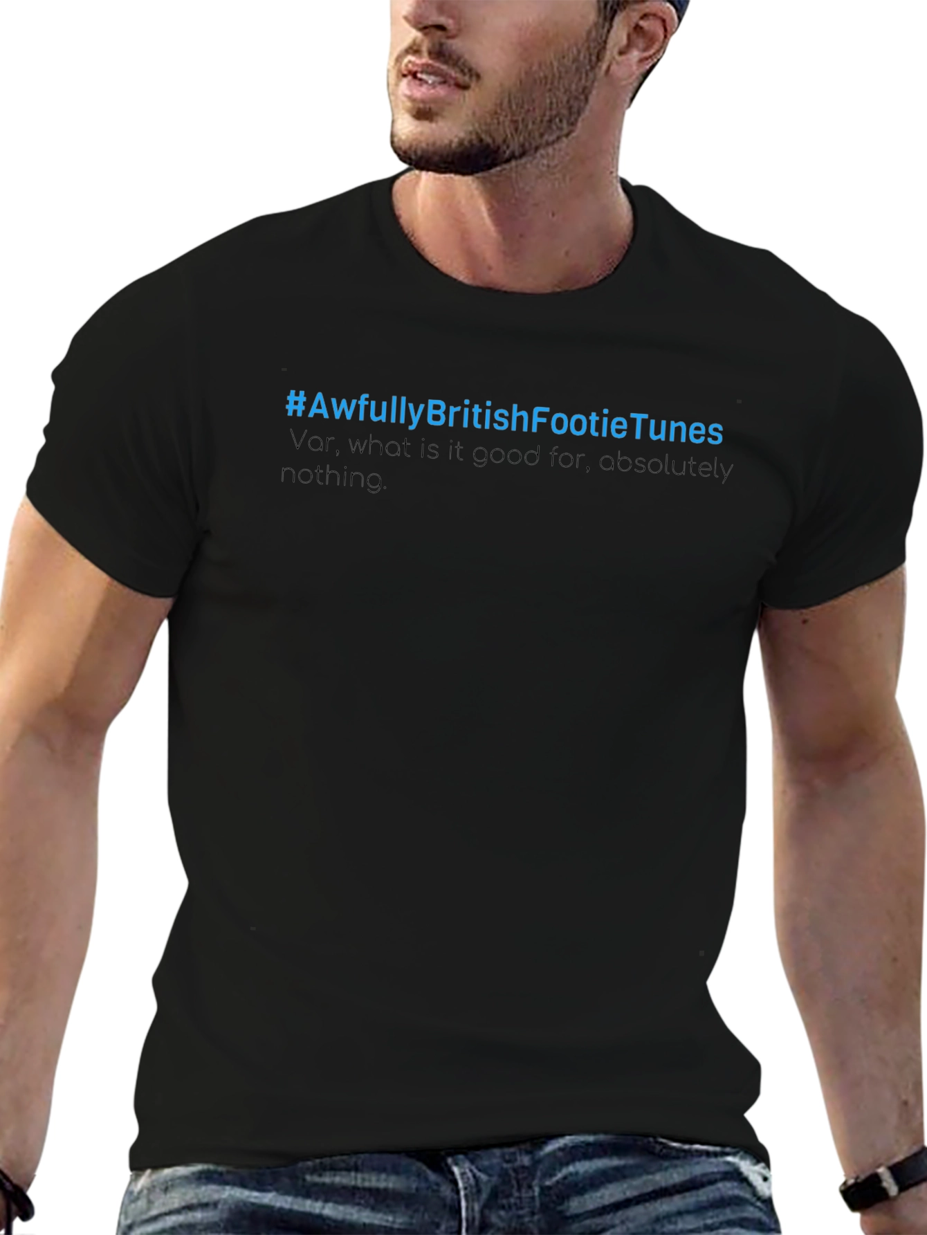 Awfully British Footie Tunes Black T-Shirt