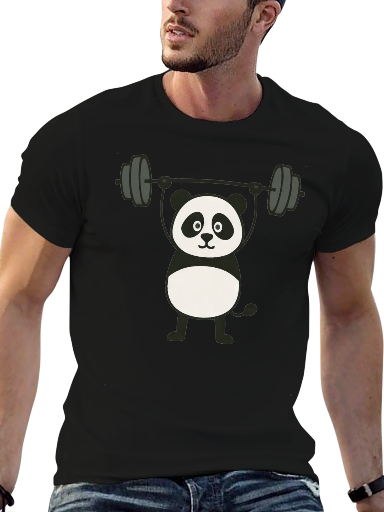 Weightlifting Panda Graphic T-Shirt