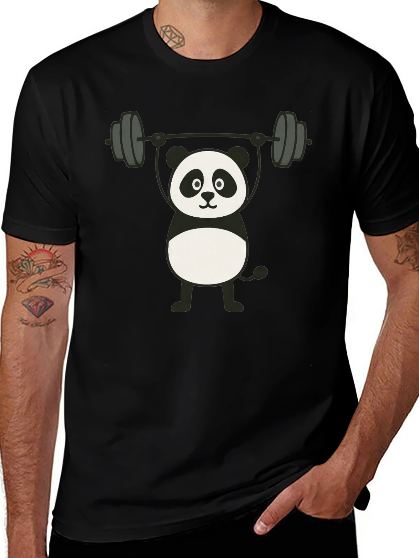 Weightlifting Panda Graphic T-Shirt