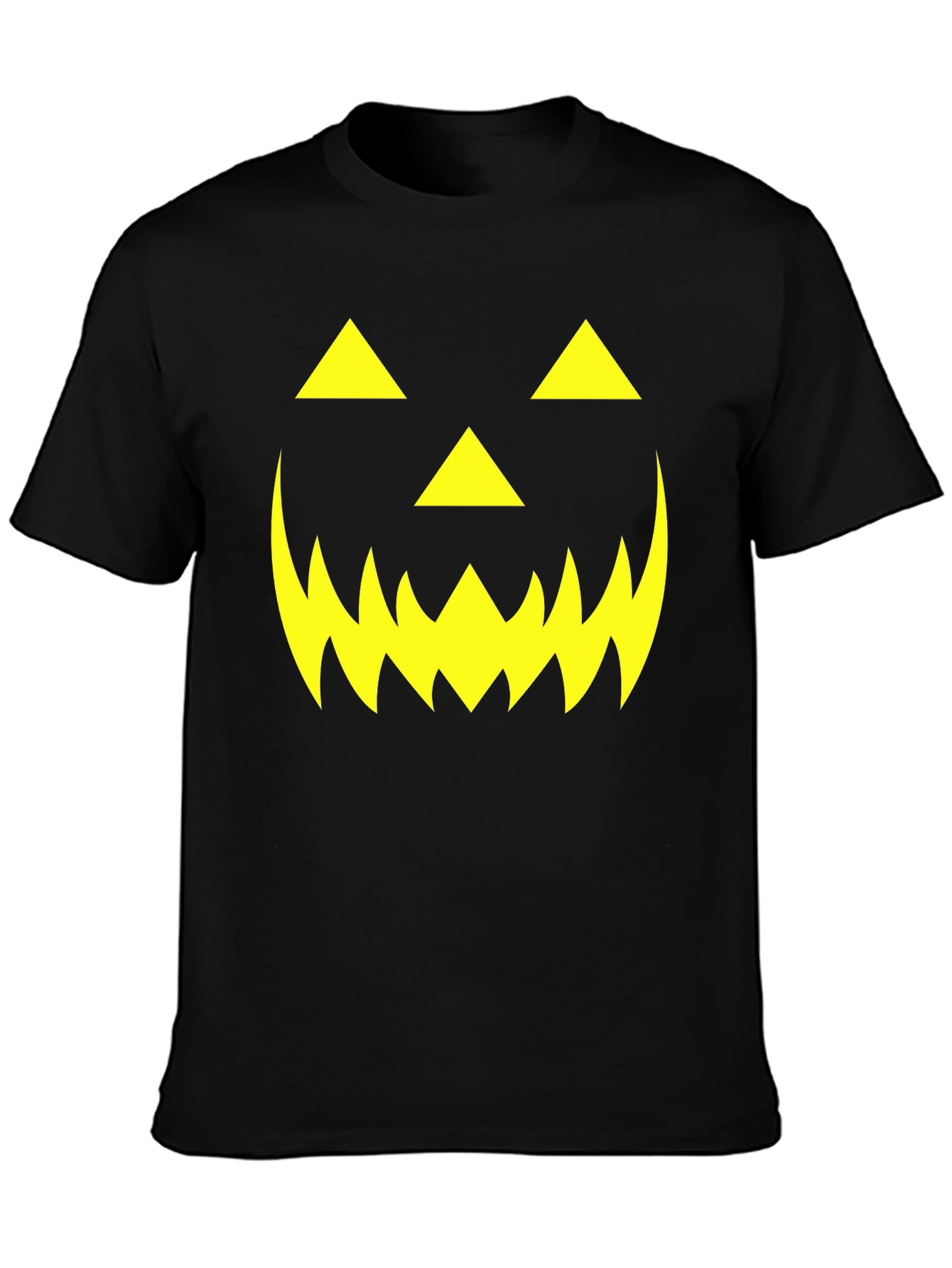 Halloween Pumpkin Face Graphic Tee - Black