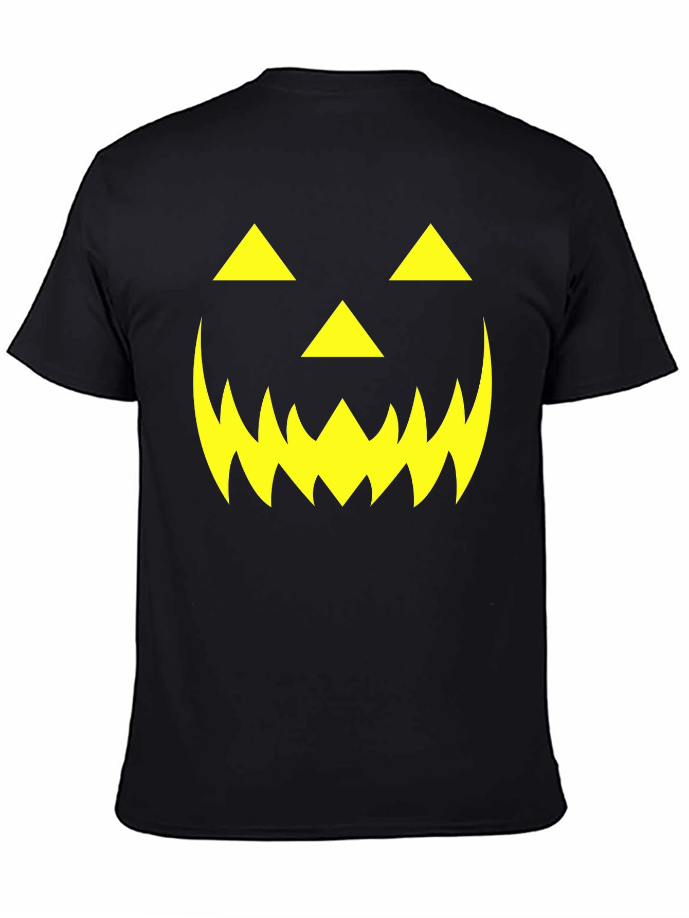 Halloween Pumpkin Face Graphic Tee - Black