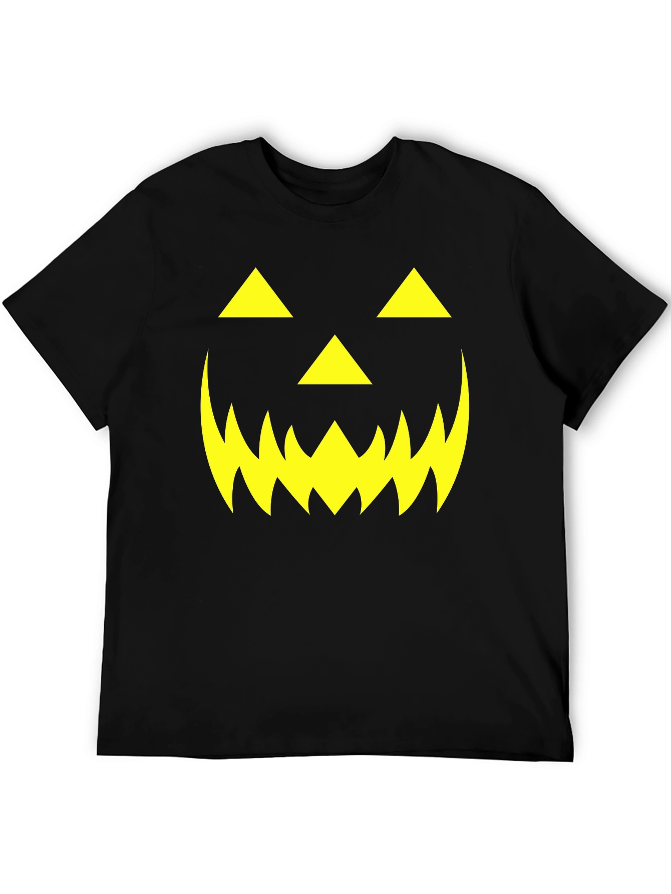 Halloween Pumpkin Face Graphic Tee - Black