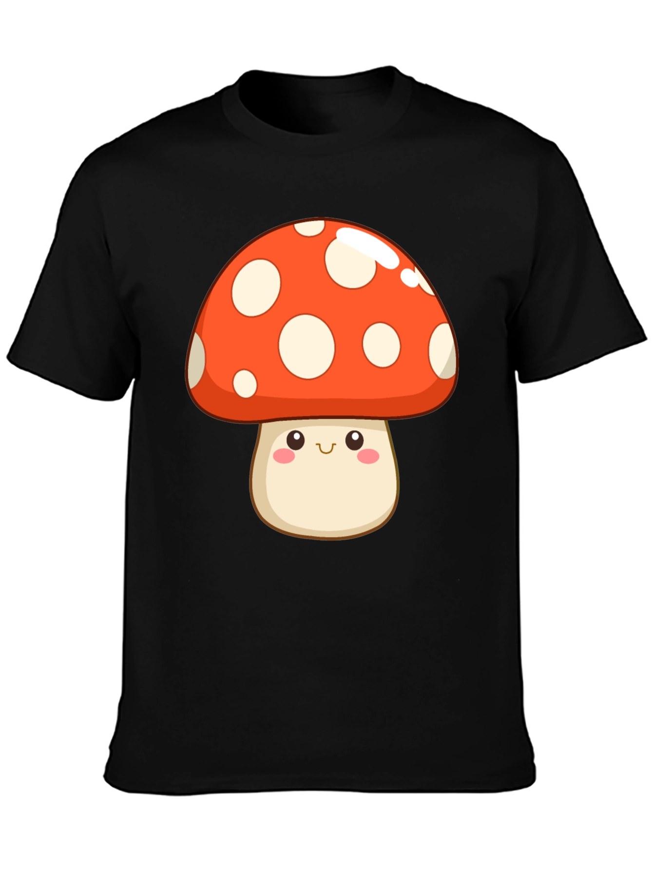 Kawaii Mushroom Graphic Tee - Black