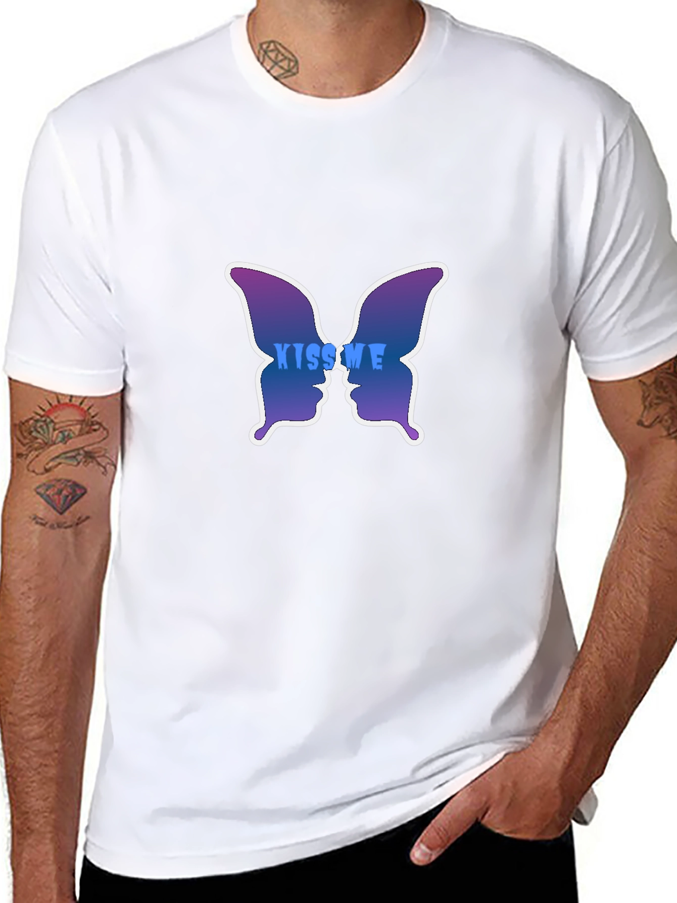 Kiss Me Butterfly Graphic Tee - Stylish Black T-Shirt