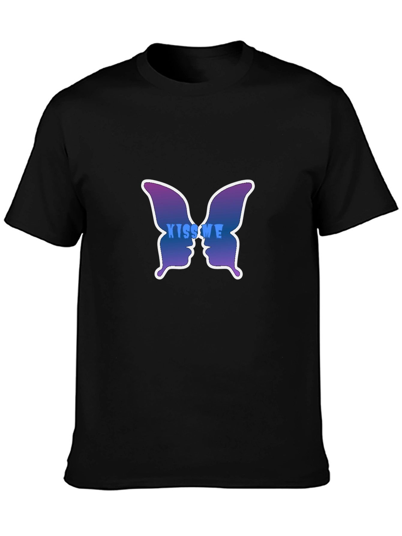 Kiss Me Butterfly Graphic Tee - Stylish Black T-Shirt
