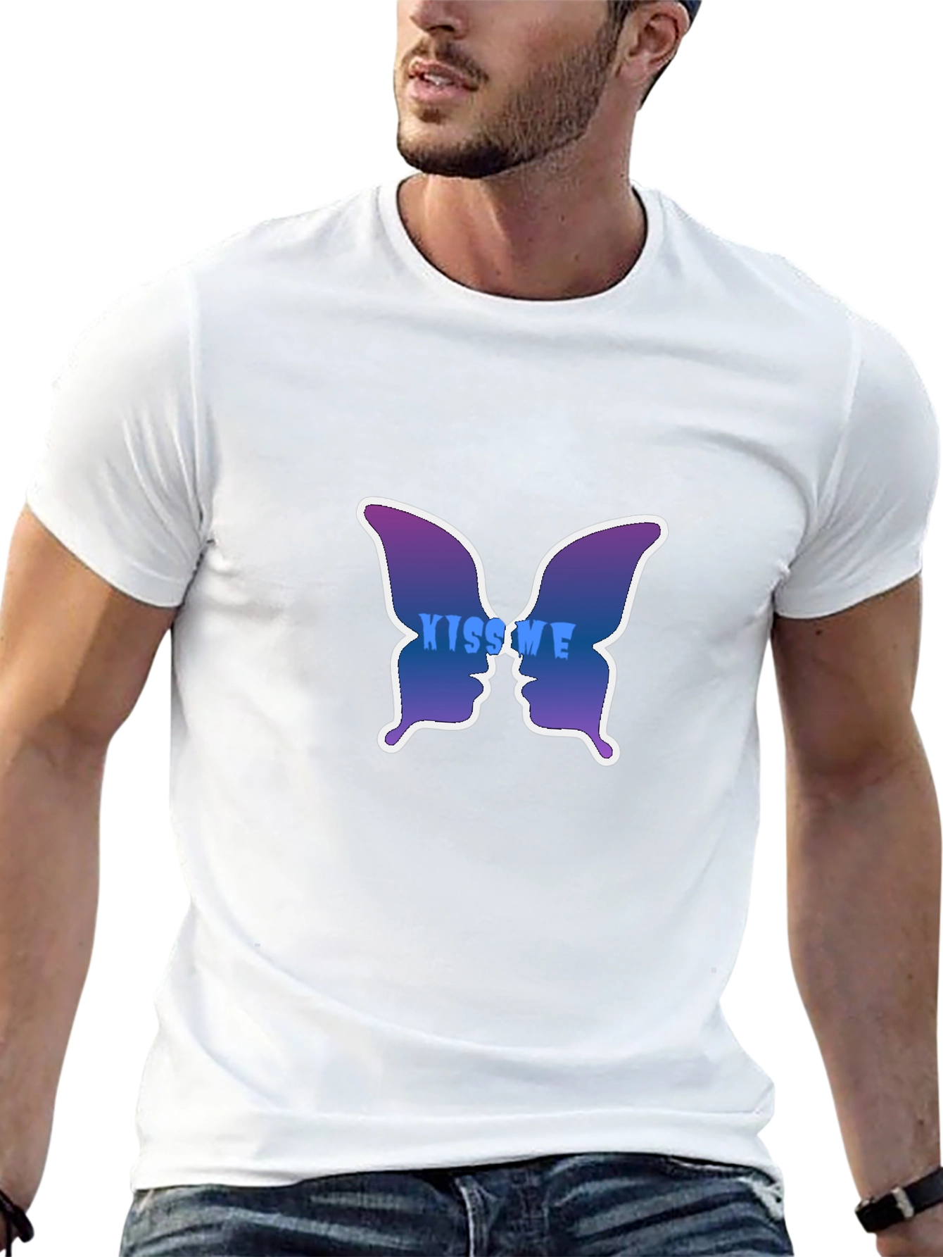 Kiss Me Butterfly Graphic Tee - Stylish Black T-Shirt