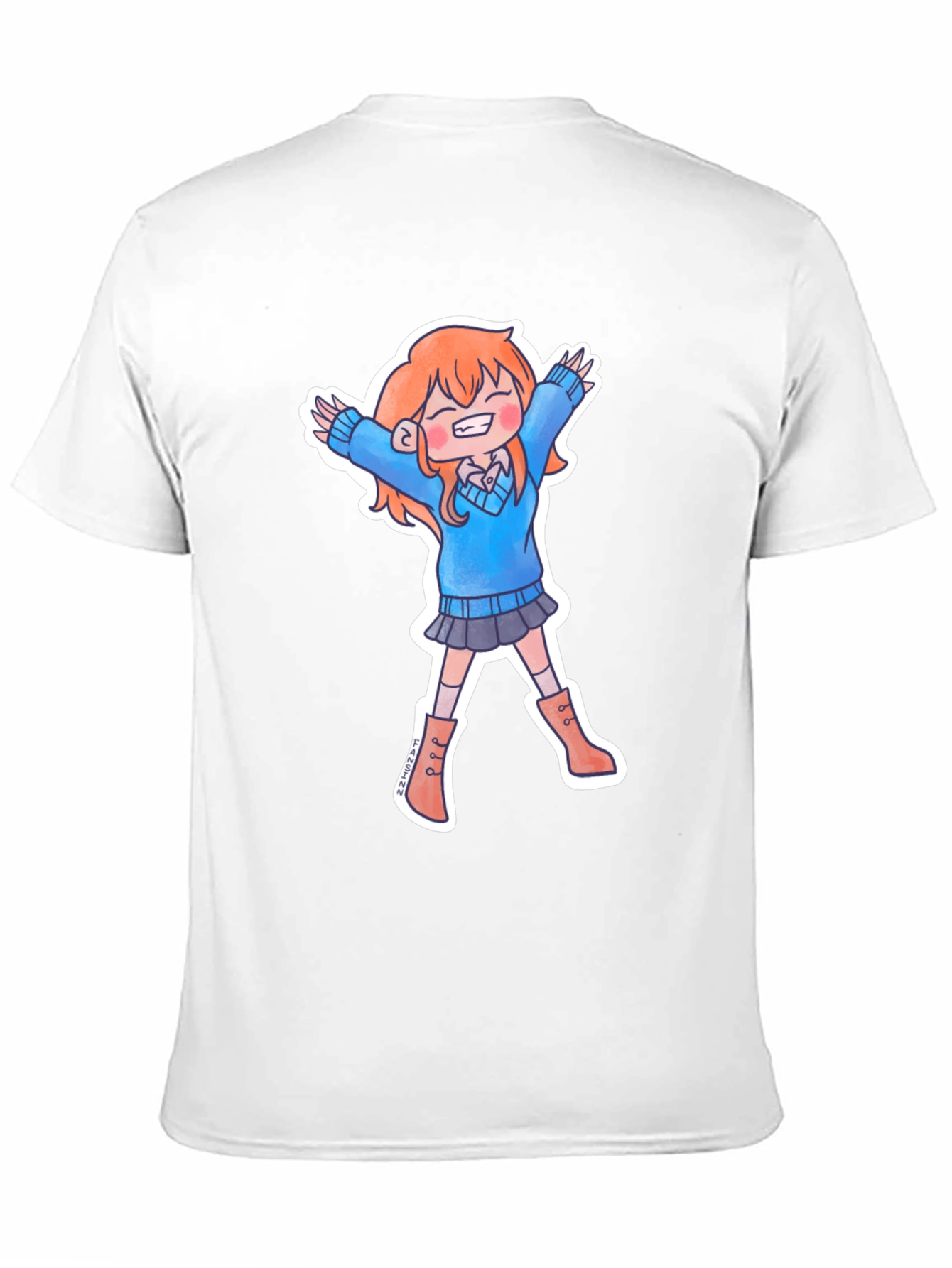 Cute Anime Girl Black T-Shirt