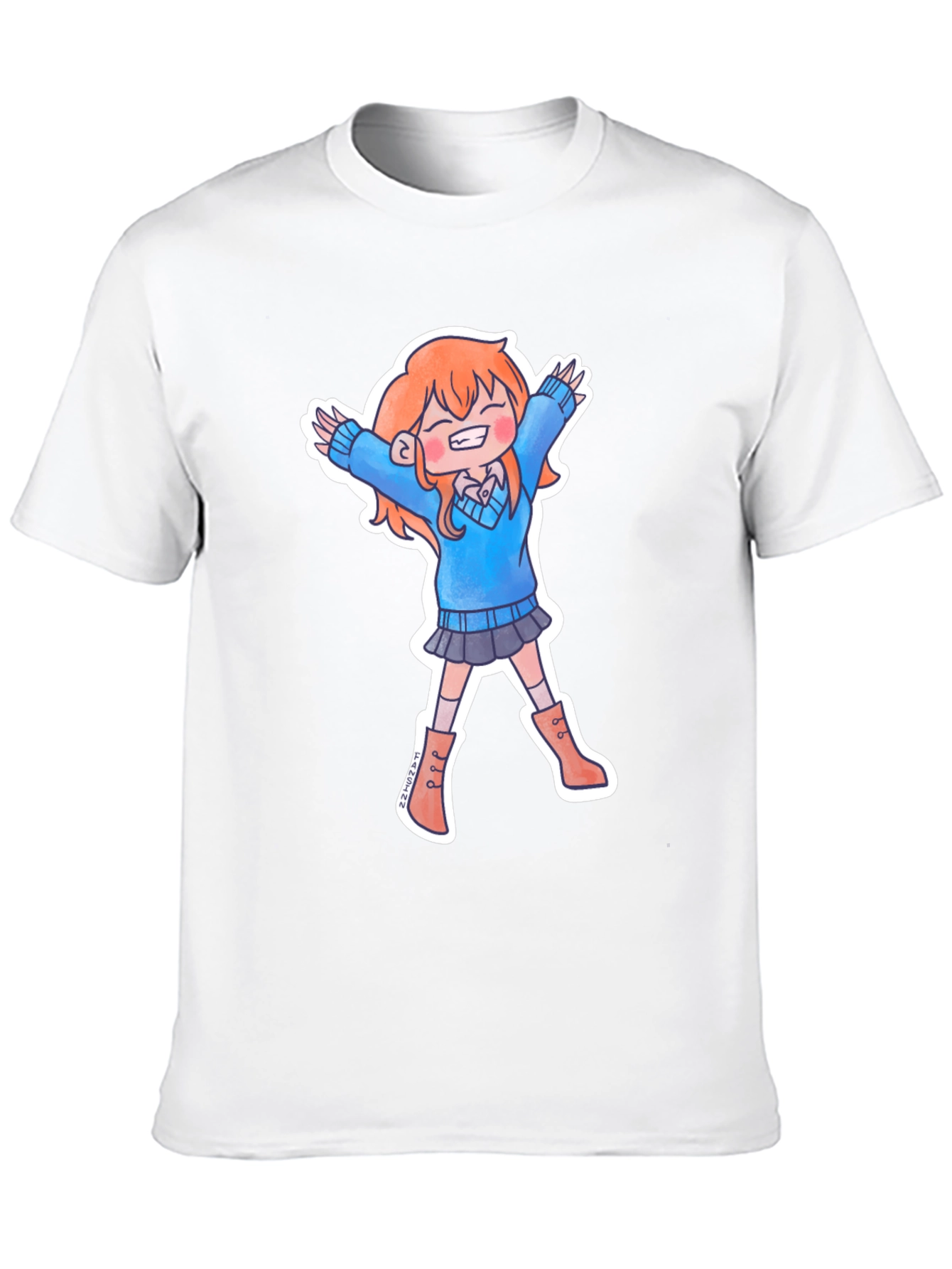 Cute Anime Girl Black T-Shirt