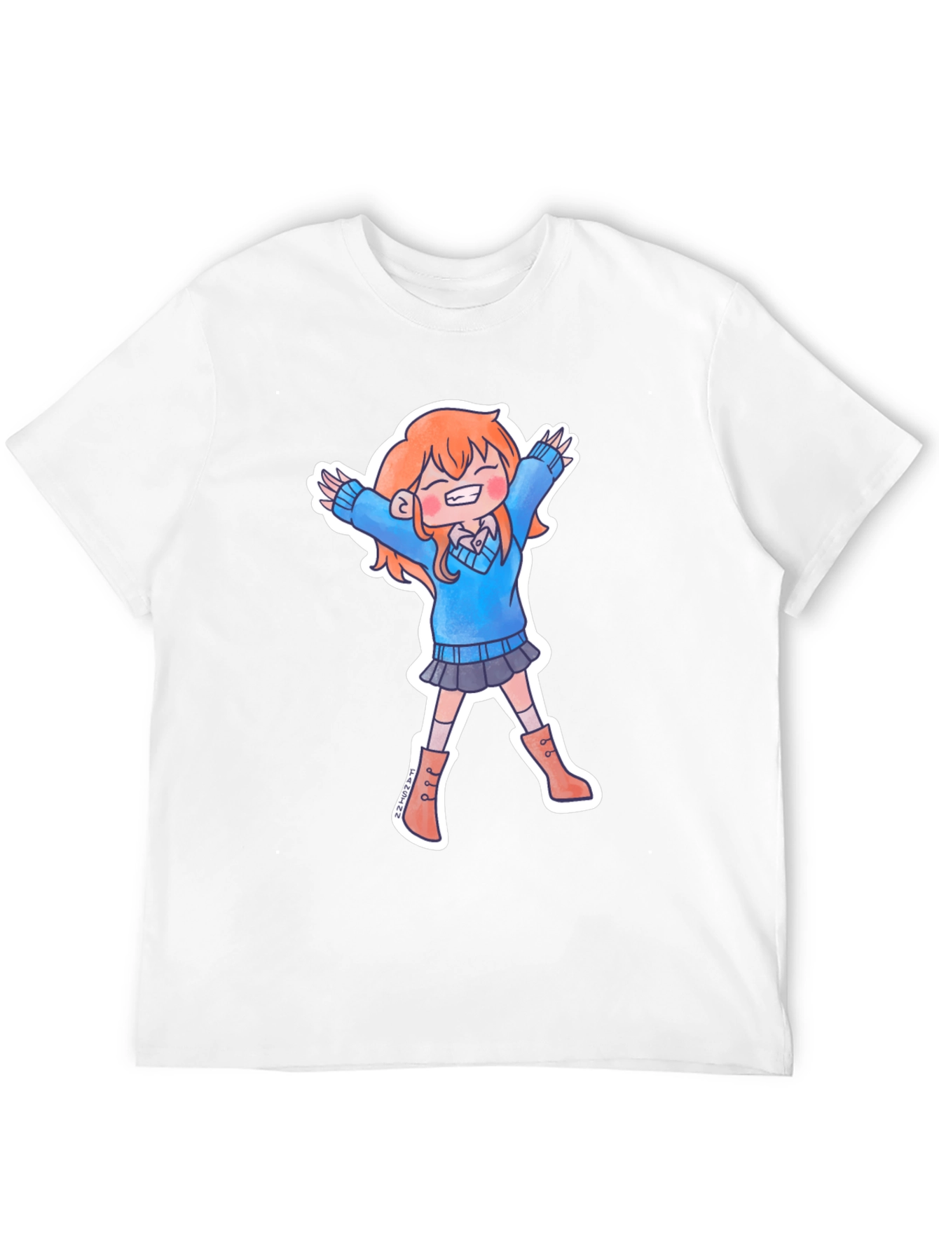 Cute Anime Girl Black T-Shirt