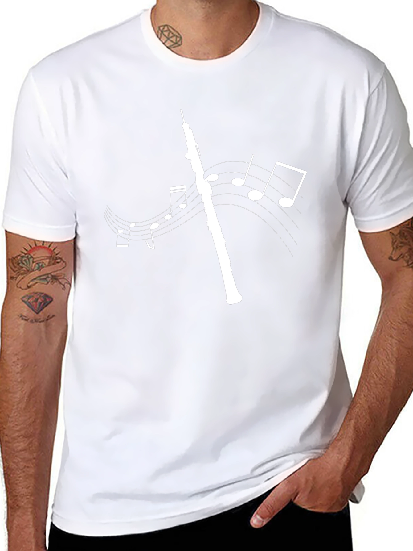 Oboe Music Notes Graphic Tee - Black