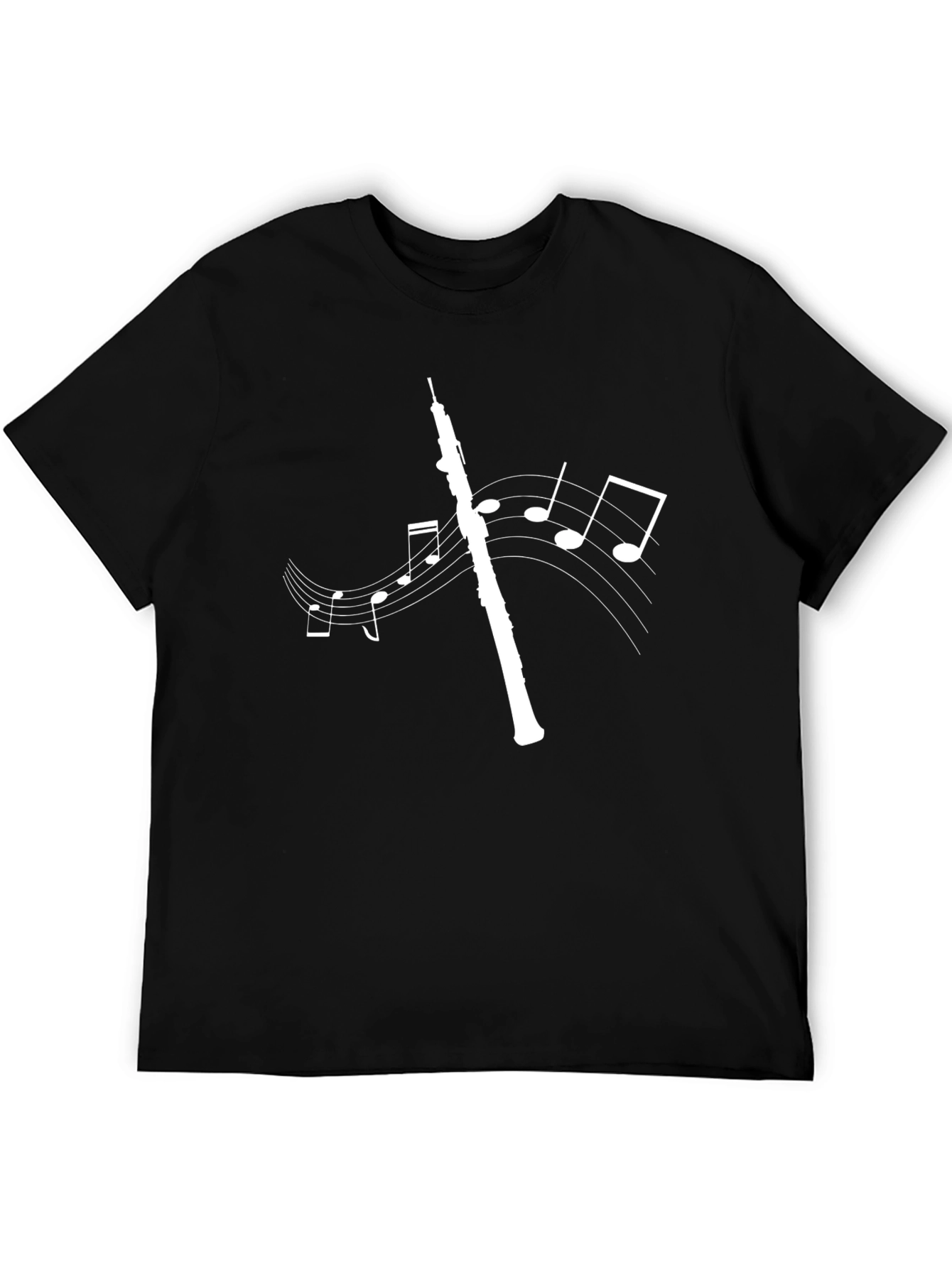 Oboe Music Notes Graphic Tee - Black