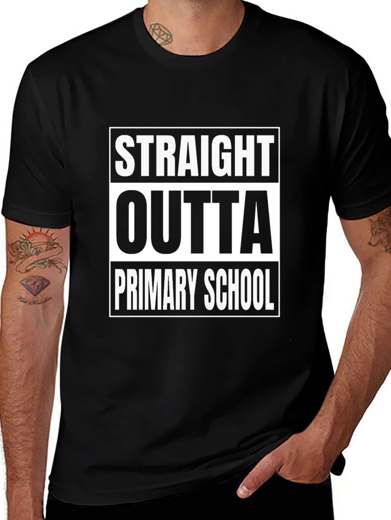 Straight Outta Primary School Black T-Shirt