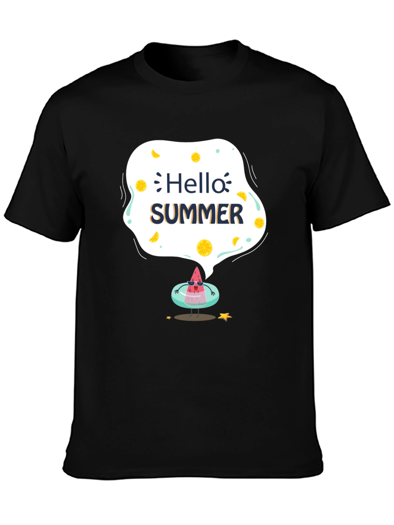 Hello Summer Black Graphic T-Shirt