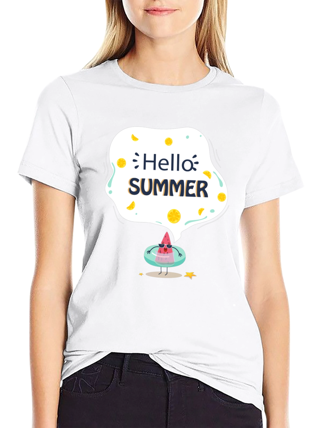 Hello Summer Black Graphic T-Shirt
