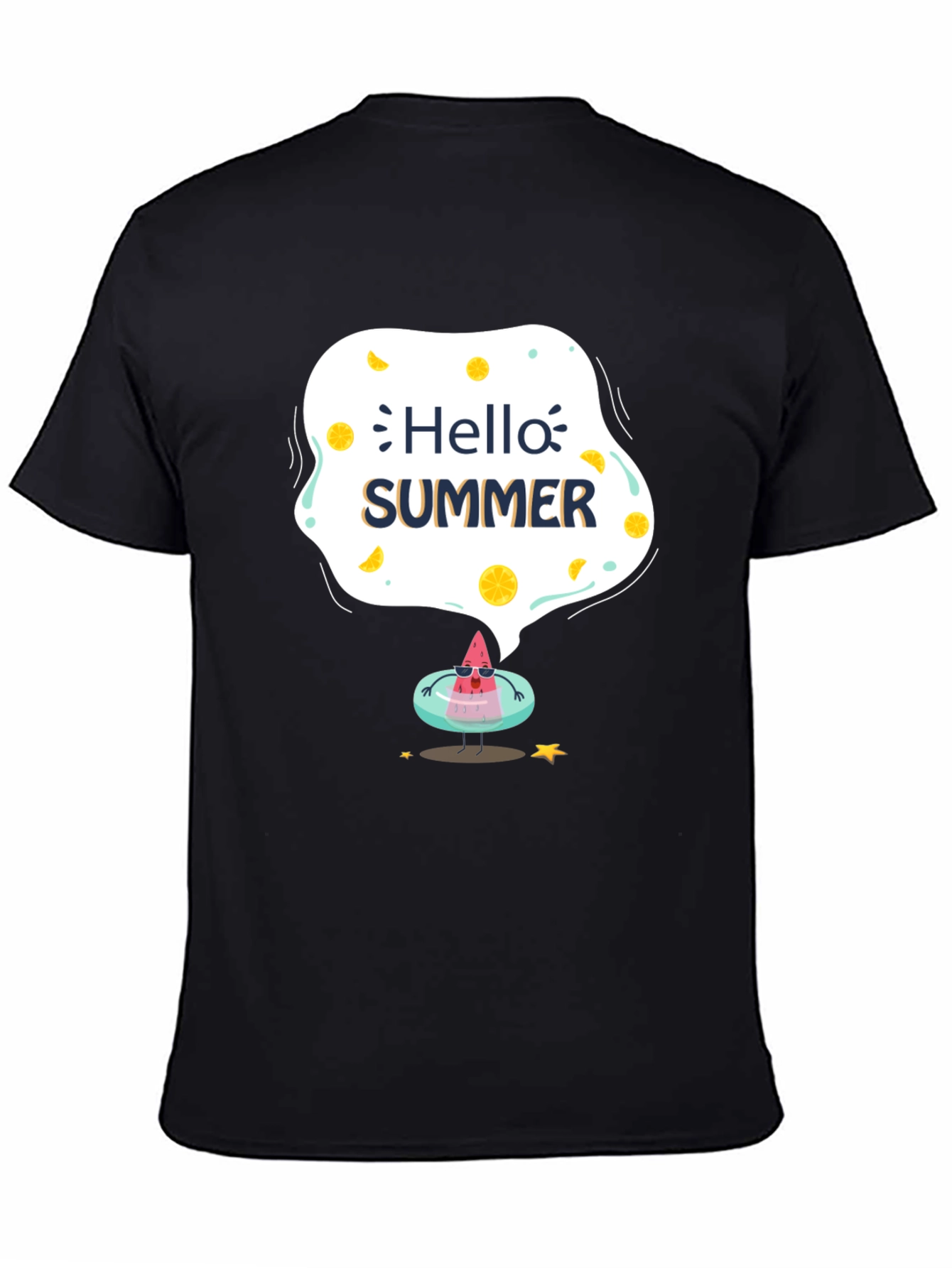 Hello Summer Black Graphic T-Shirt