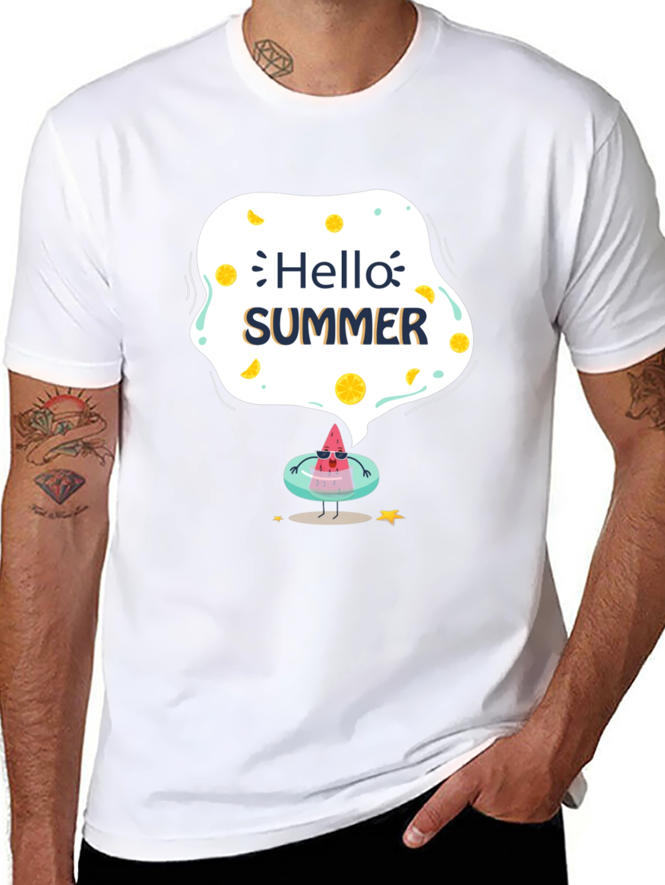 Hello Summer Black Graphic T-Shirt