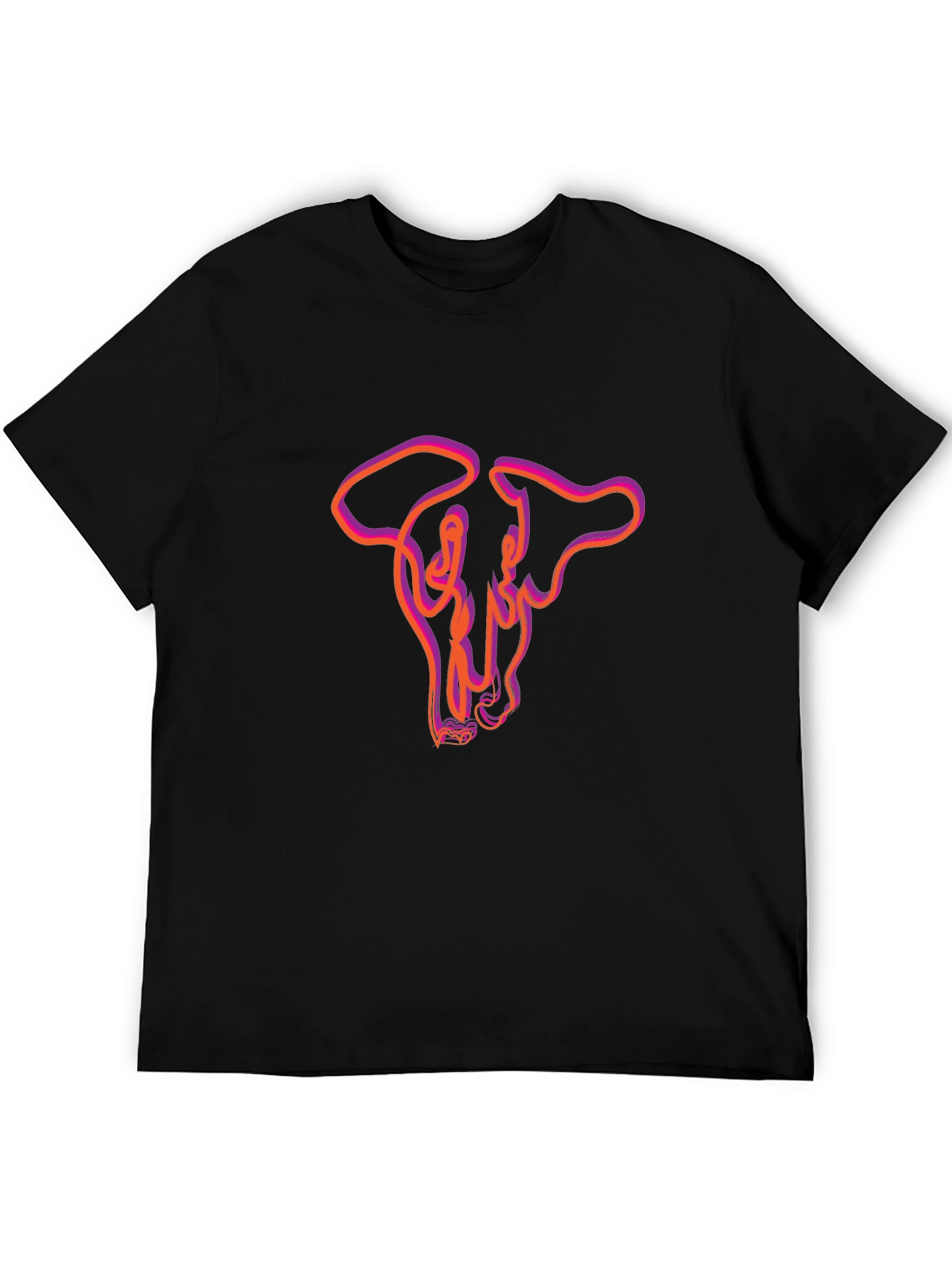 Abstract Bull Skull Graphic Tee - Mens Black T-Shirt
