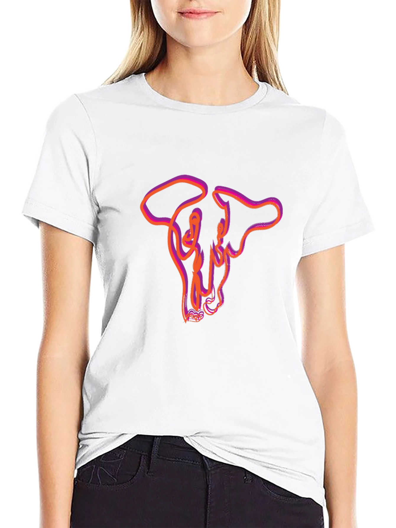 Abstract Bull Skull Graphic Tee - Mens Black T-Shirt