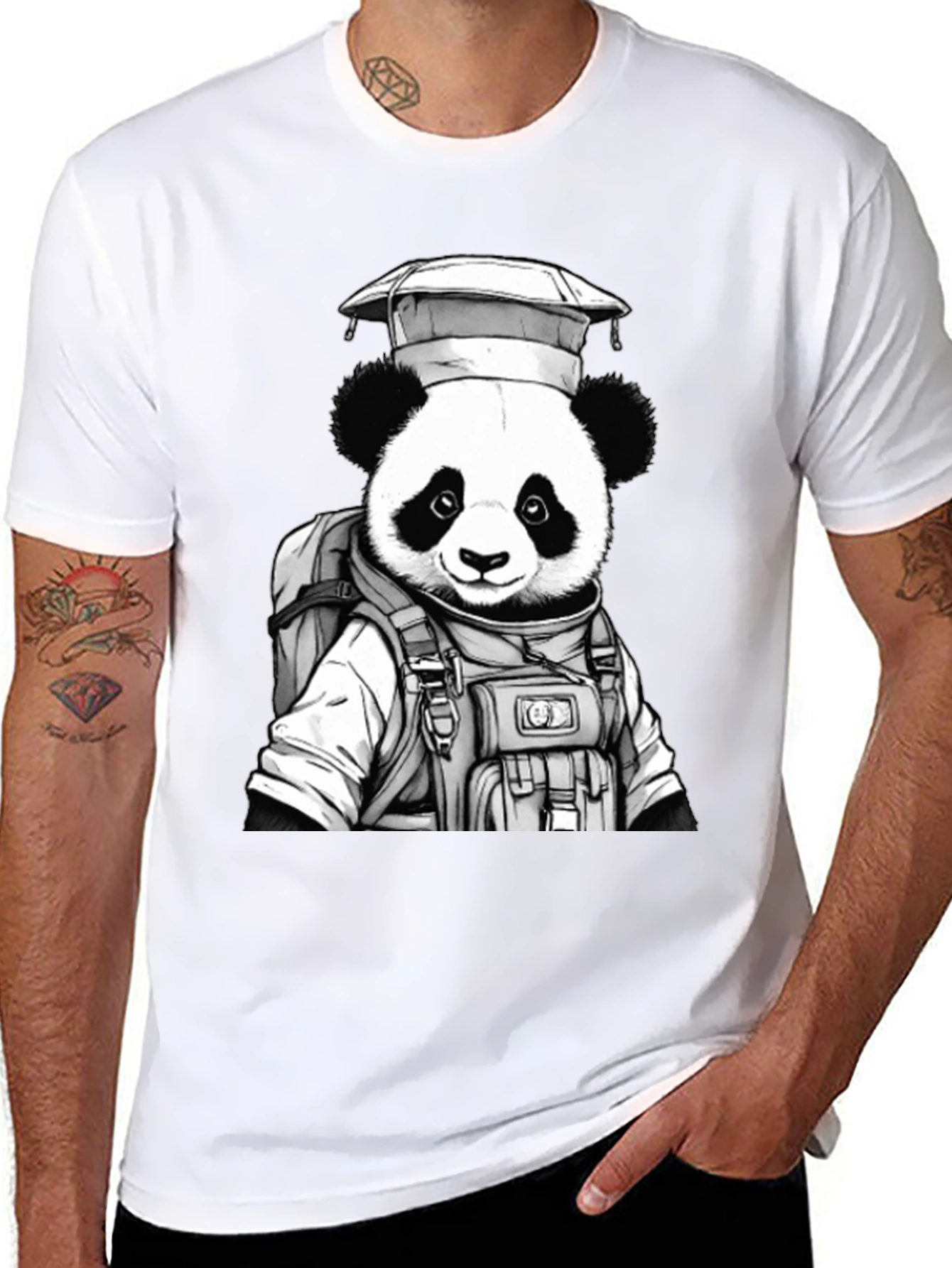 Panda Astronaut Graphic T-Shirt