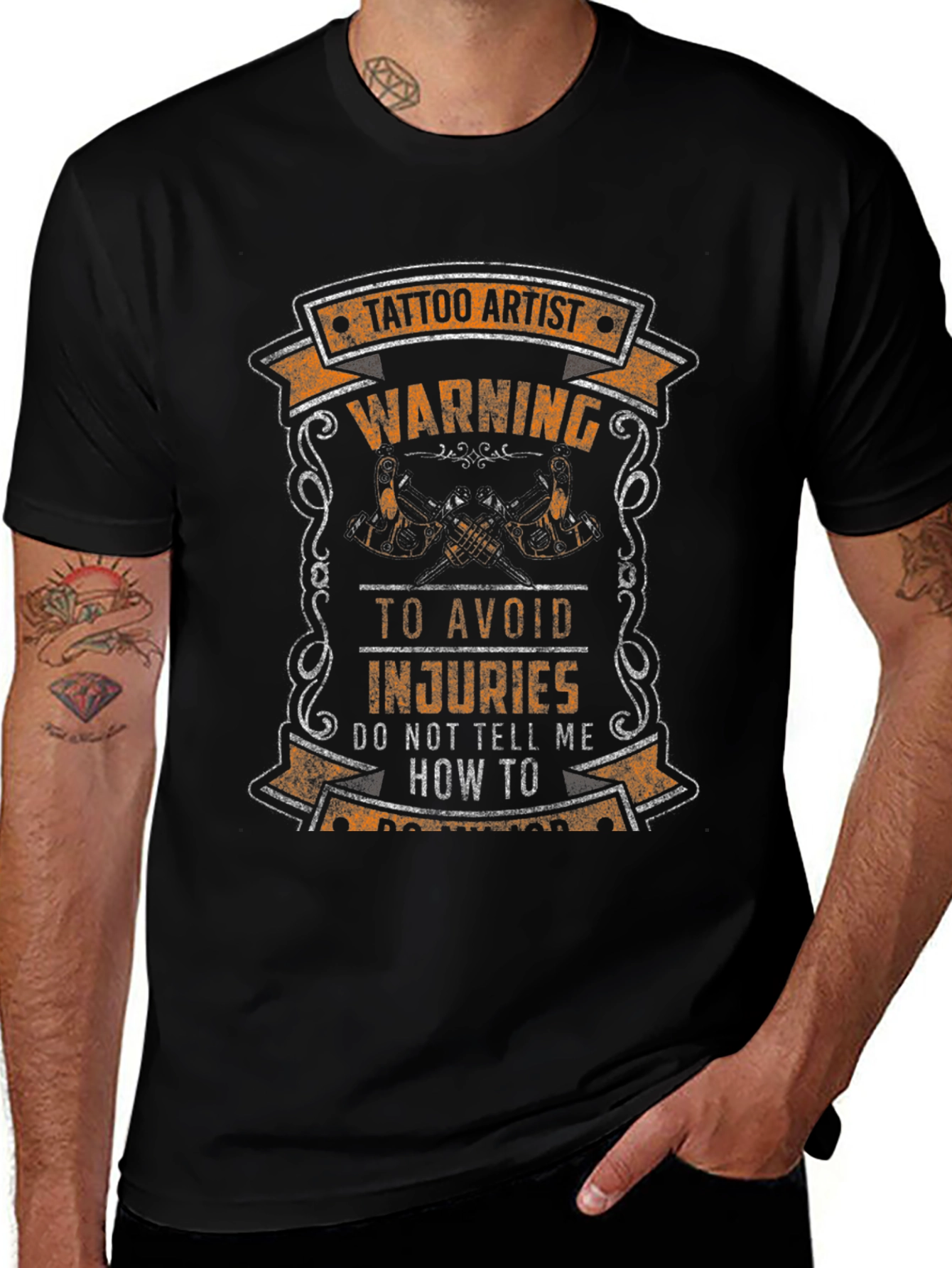 Tattoo Artist Warning Graphic Tee - Black