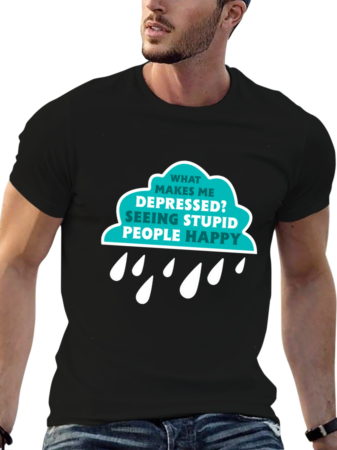 Depressed Seeing Stupid People Funny T-Shirt