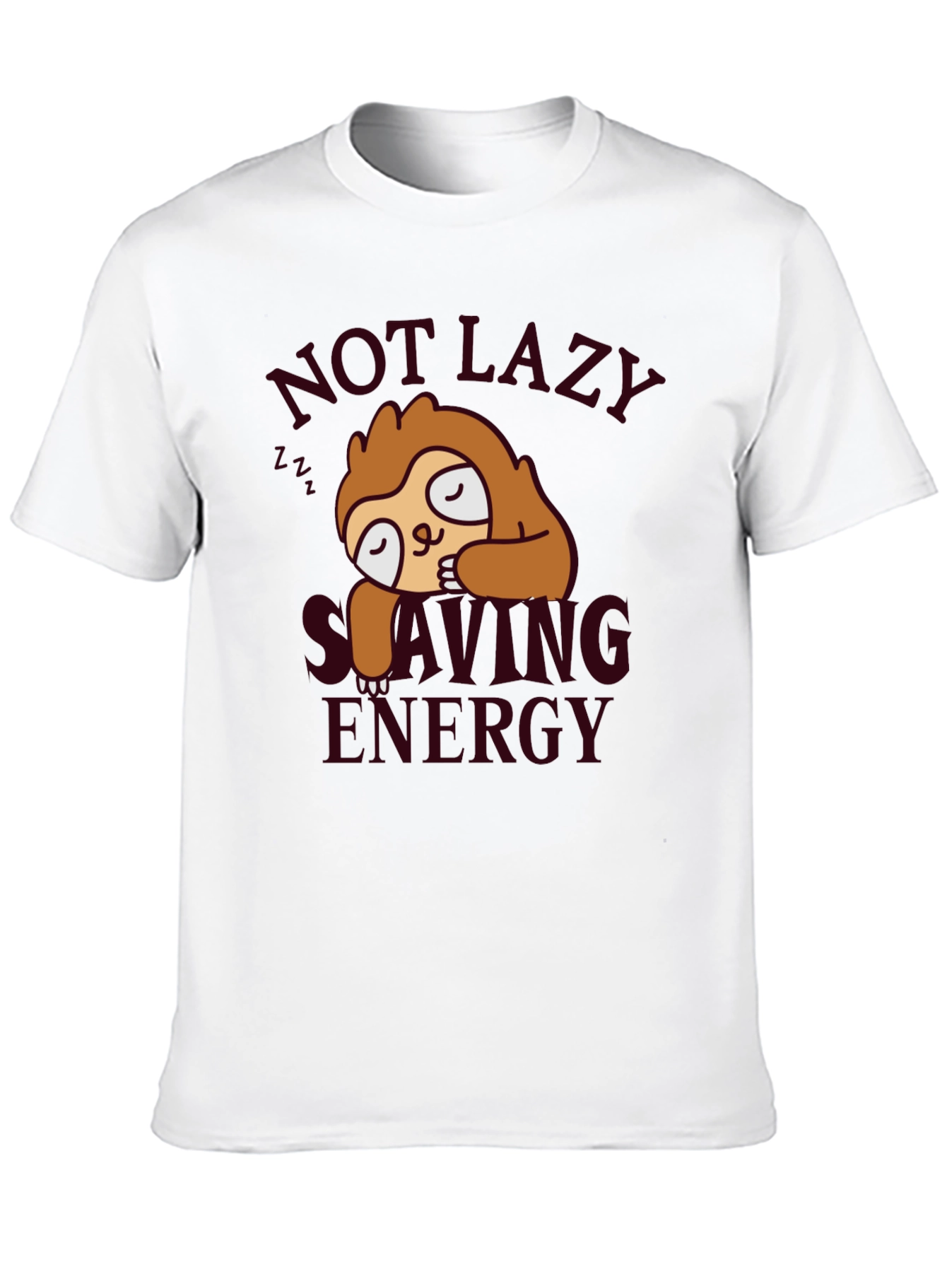 Sloth Not Lazy Saving Energy Black T-Shirt
