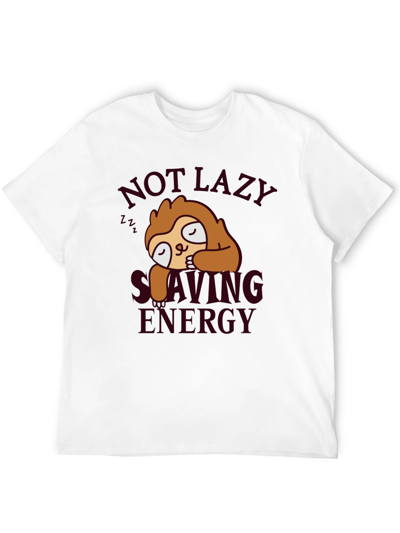 Sloth Not Lazy Saving Energy Black T-Shirt