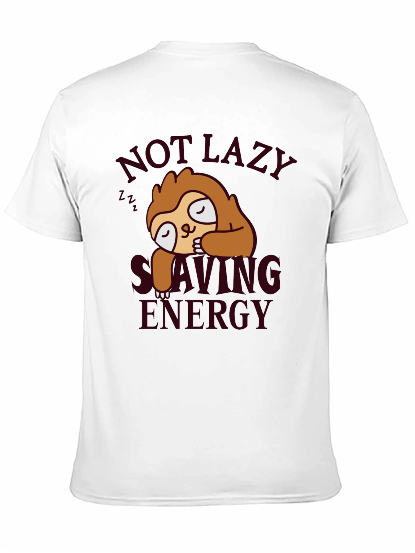 Sloth Not Lazy Saving Energy Black T-Shirt