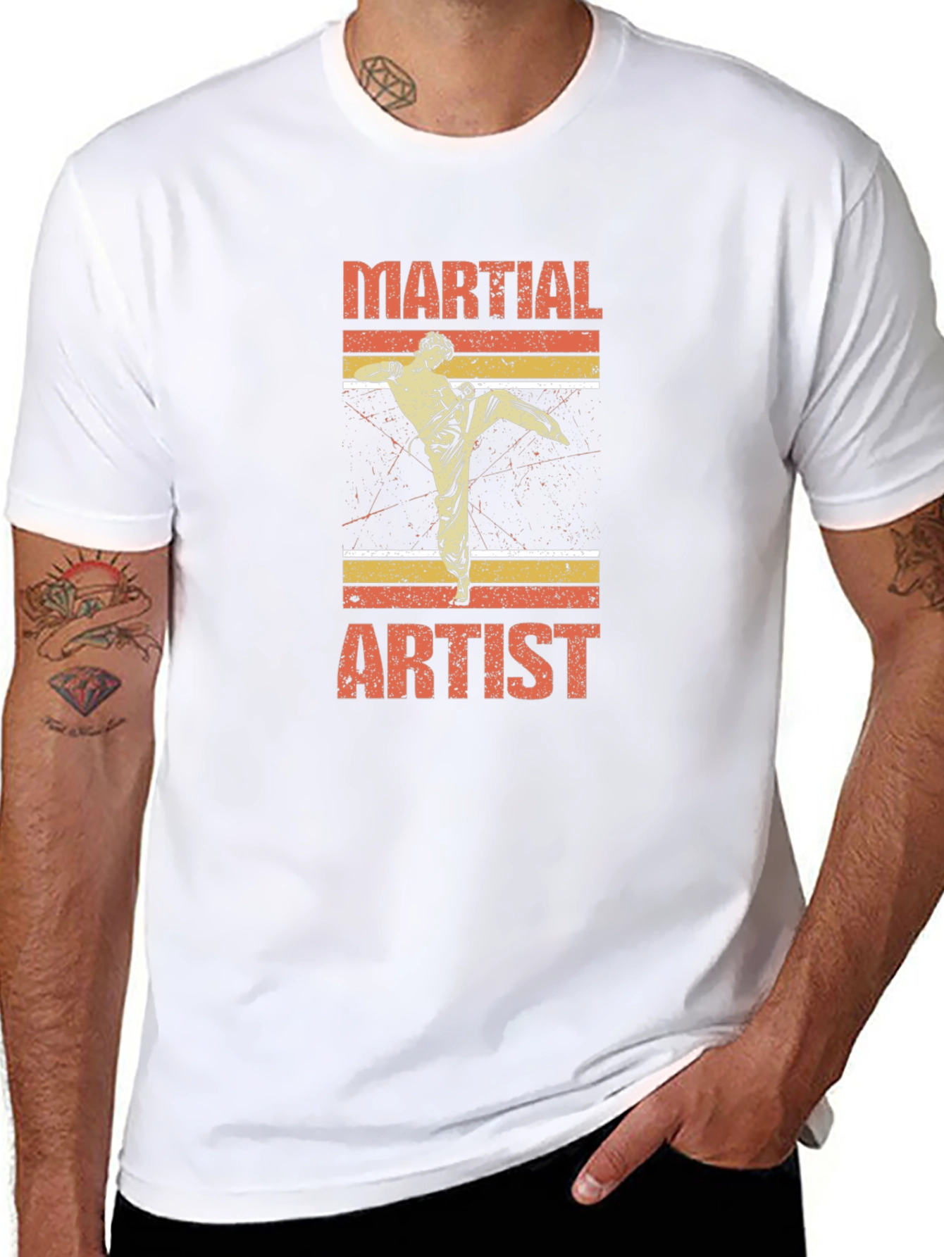 Martial Artist Graphic T-Shirt Retro Style