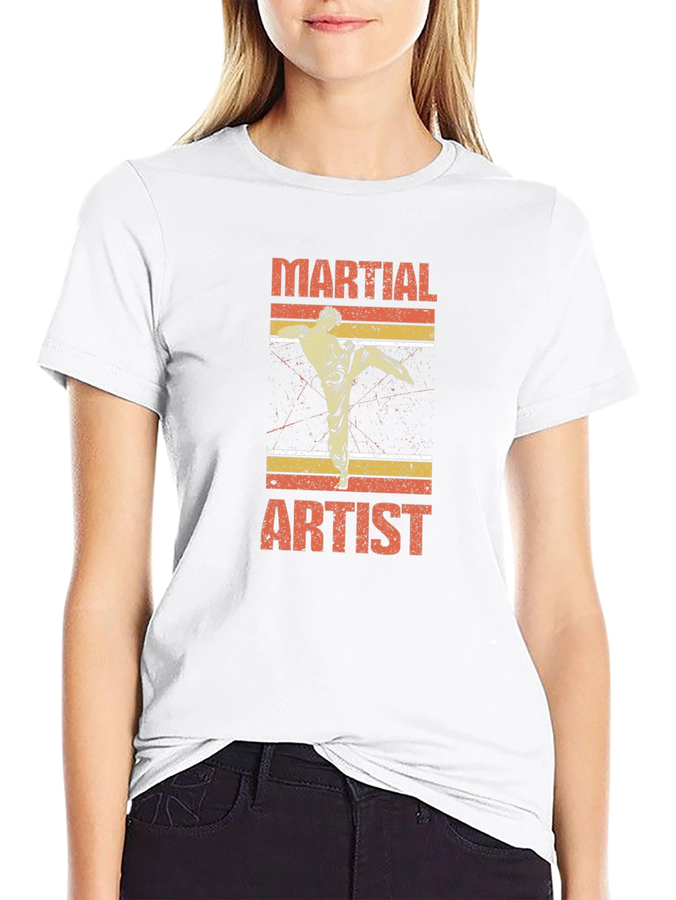 Martial Artist Graphic T-Shirt Retro Style