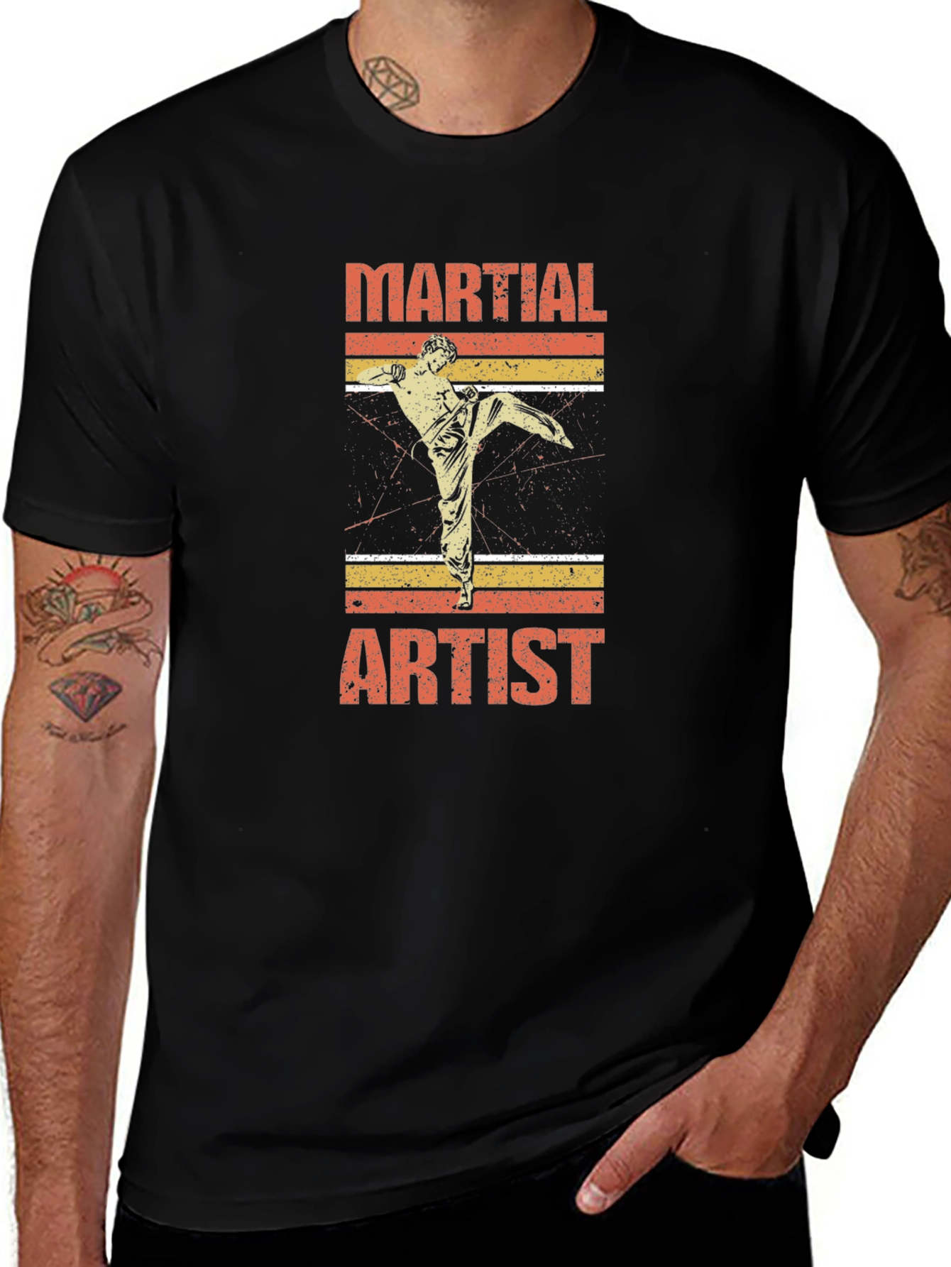 Martial Artist Graphic T-Shirt Retro Style