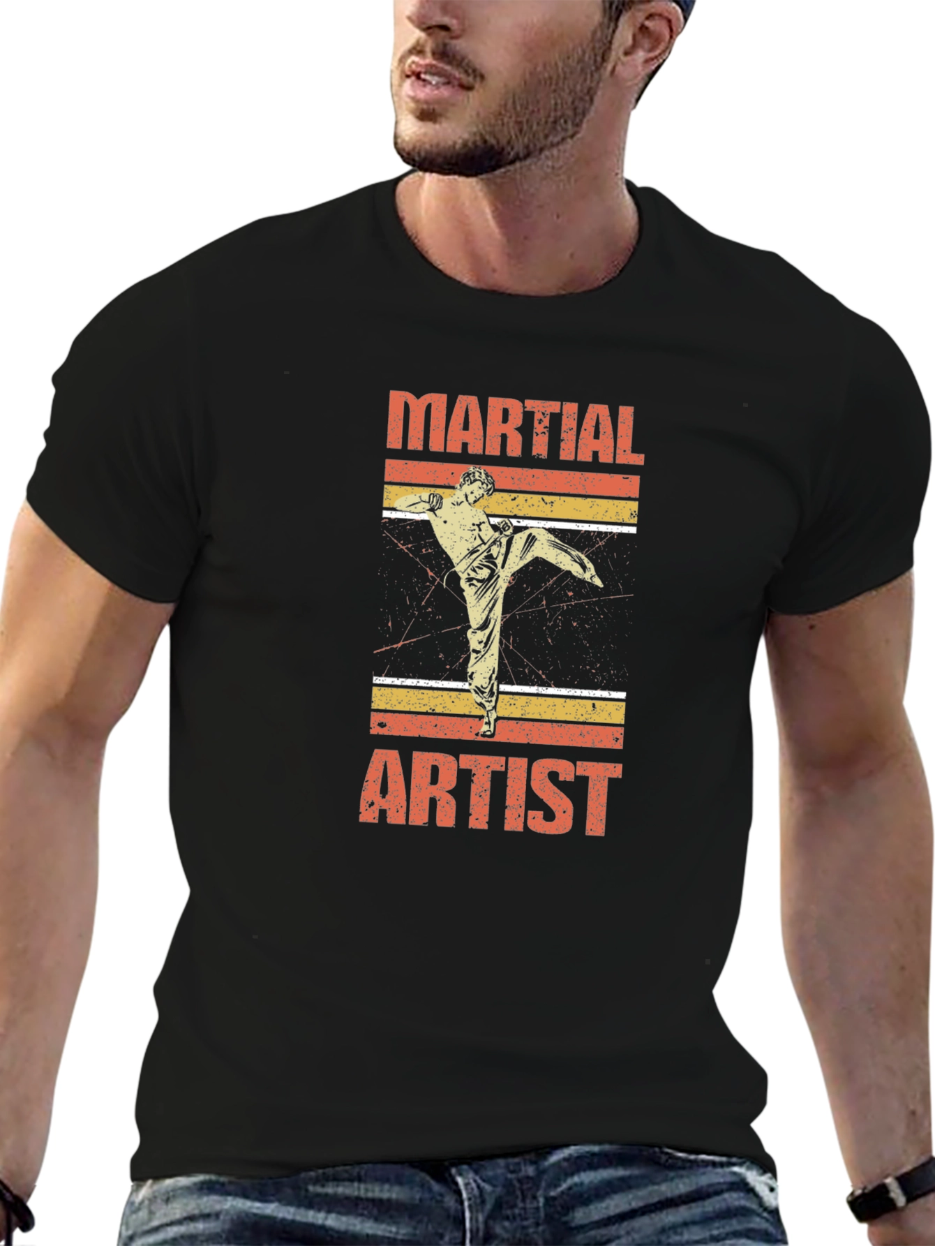 Martial Artist Graphic T-Shirt Retro Style