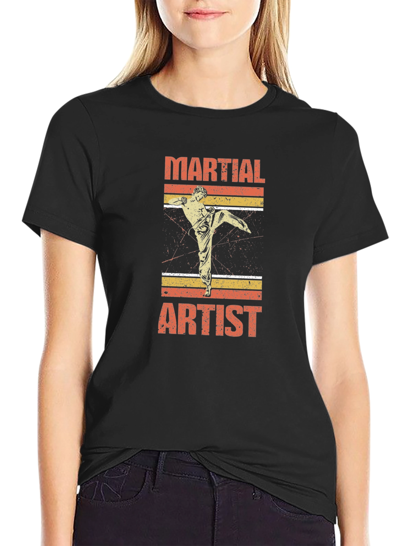 Martial Artist Graphic T-Shirt Retro Style