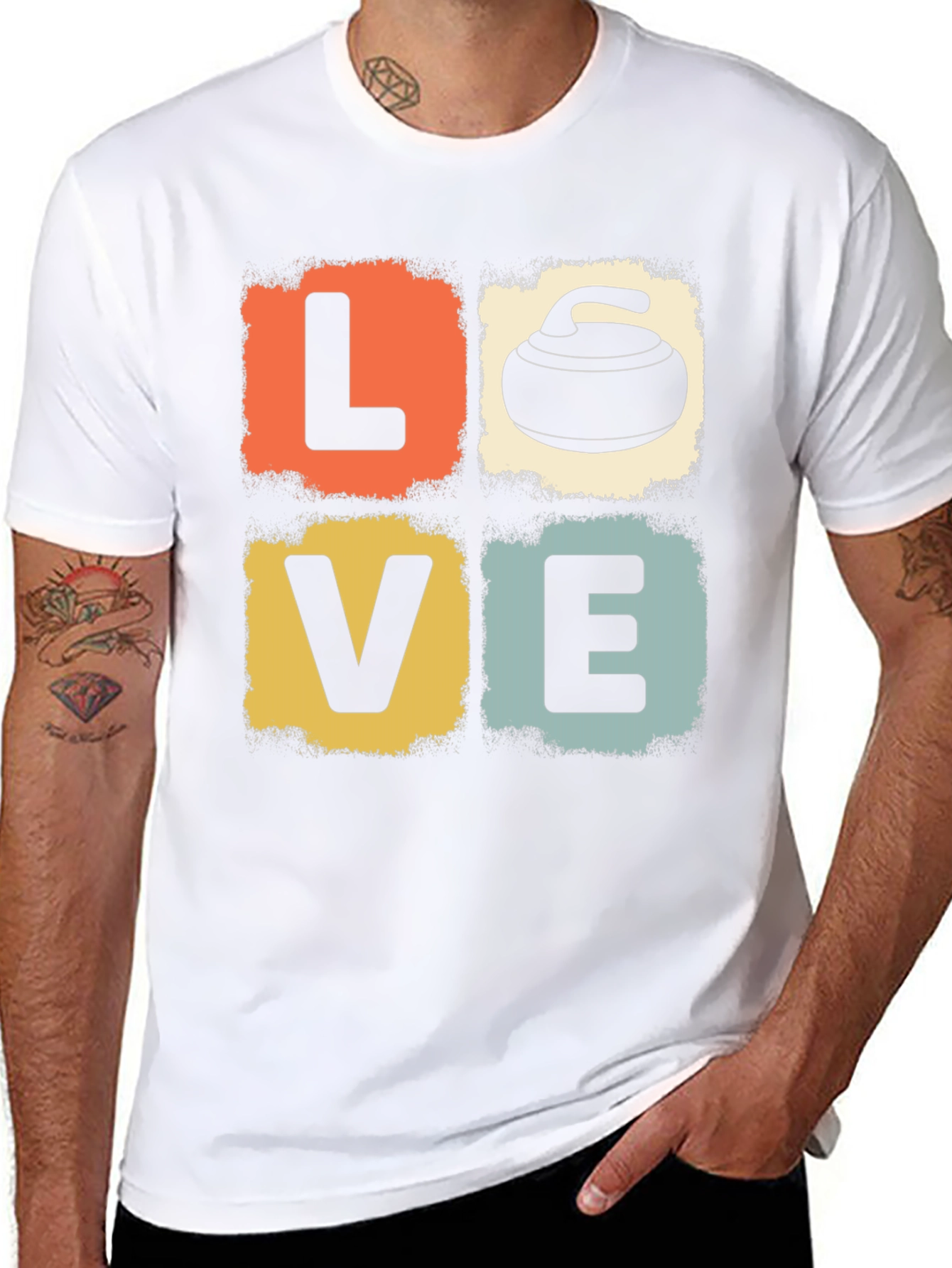 LOVE Curling Graphic Tee - Retro Design